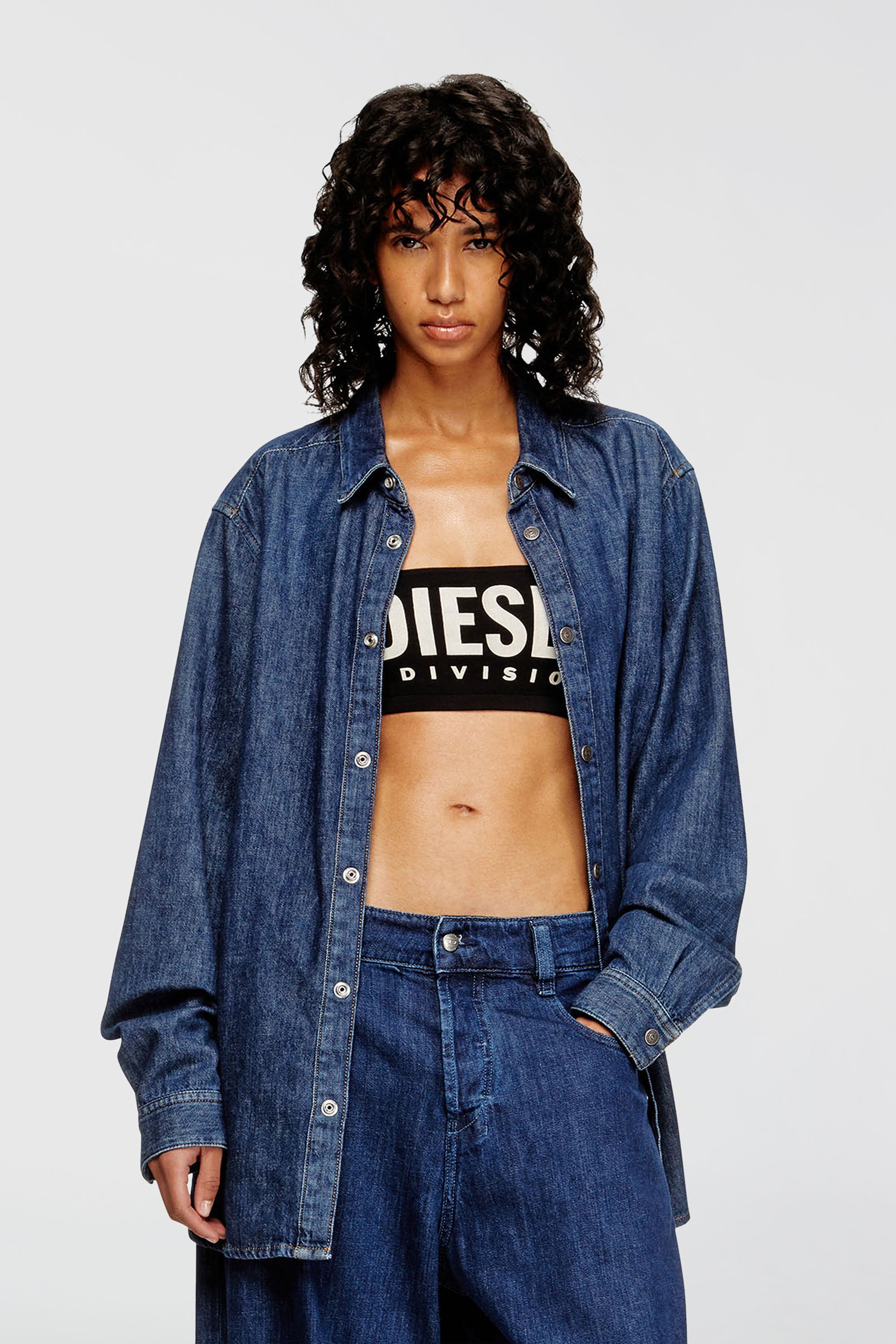 Diesel - UFSB-MELANIE, Sujetador sin tirantes con logotipo maxi Mujer in Negro - 1