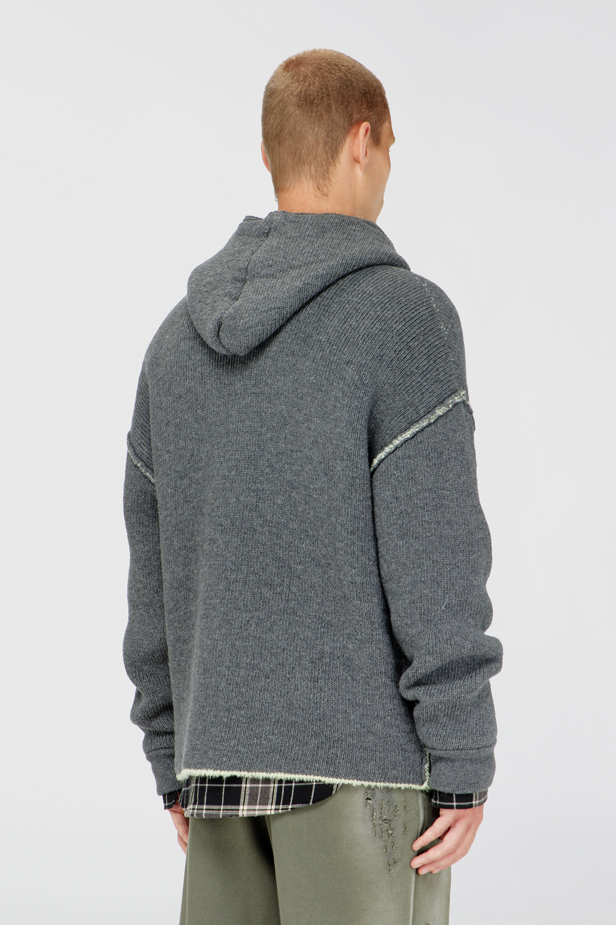 Diesel - K-BOUBBY, Sudadera con cremallera de punto de doble textura Hombre in Gris - 4