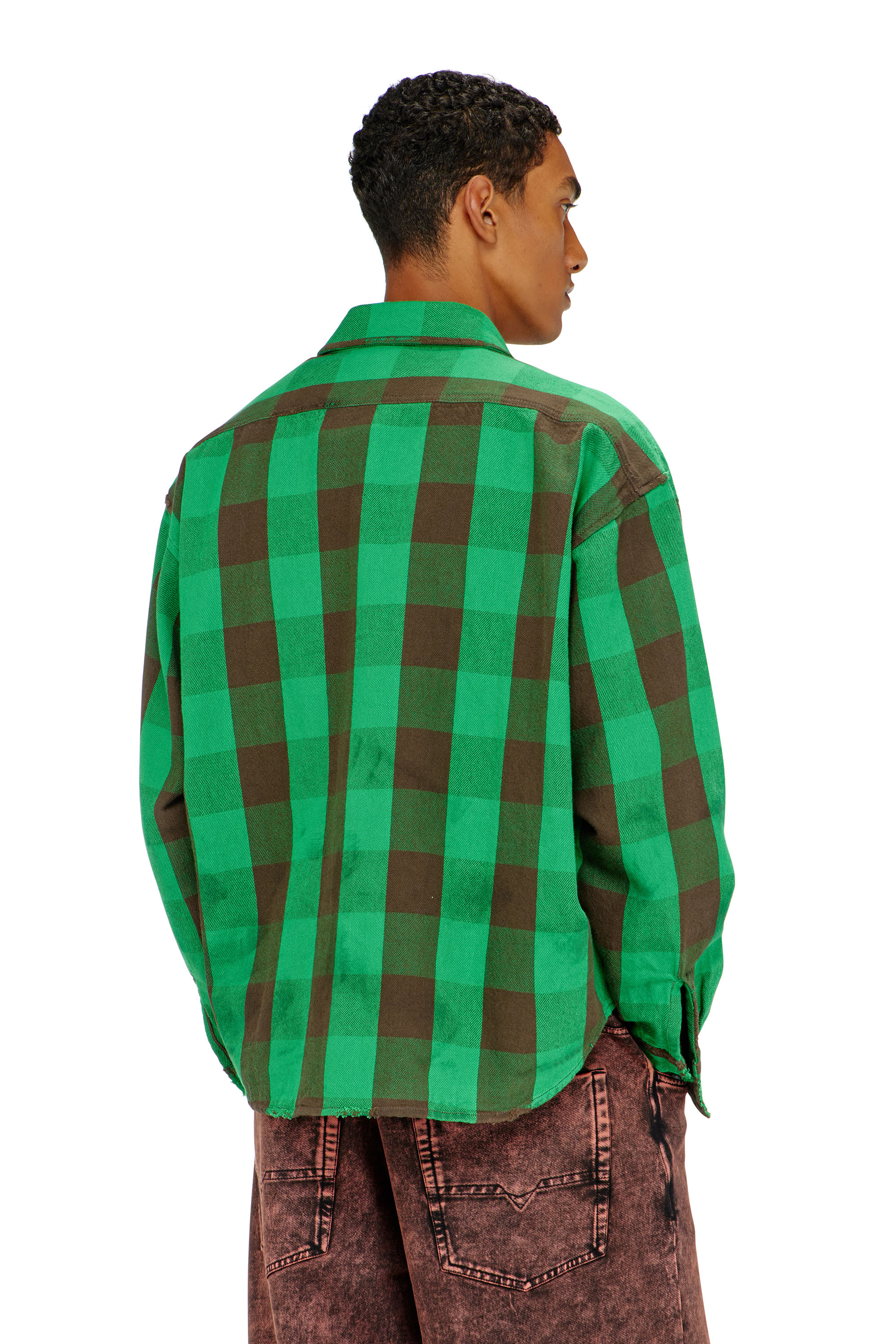 Diesel - S-DRUM, Camisa de franela a cuadros con efecto desgastado Hombre in Multicolor - 3