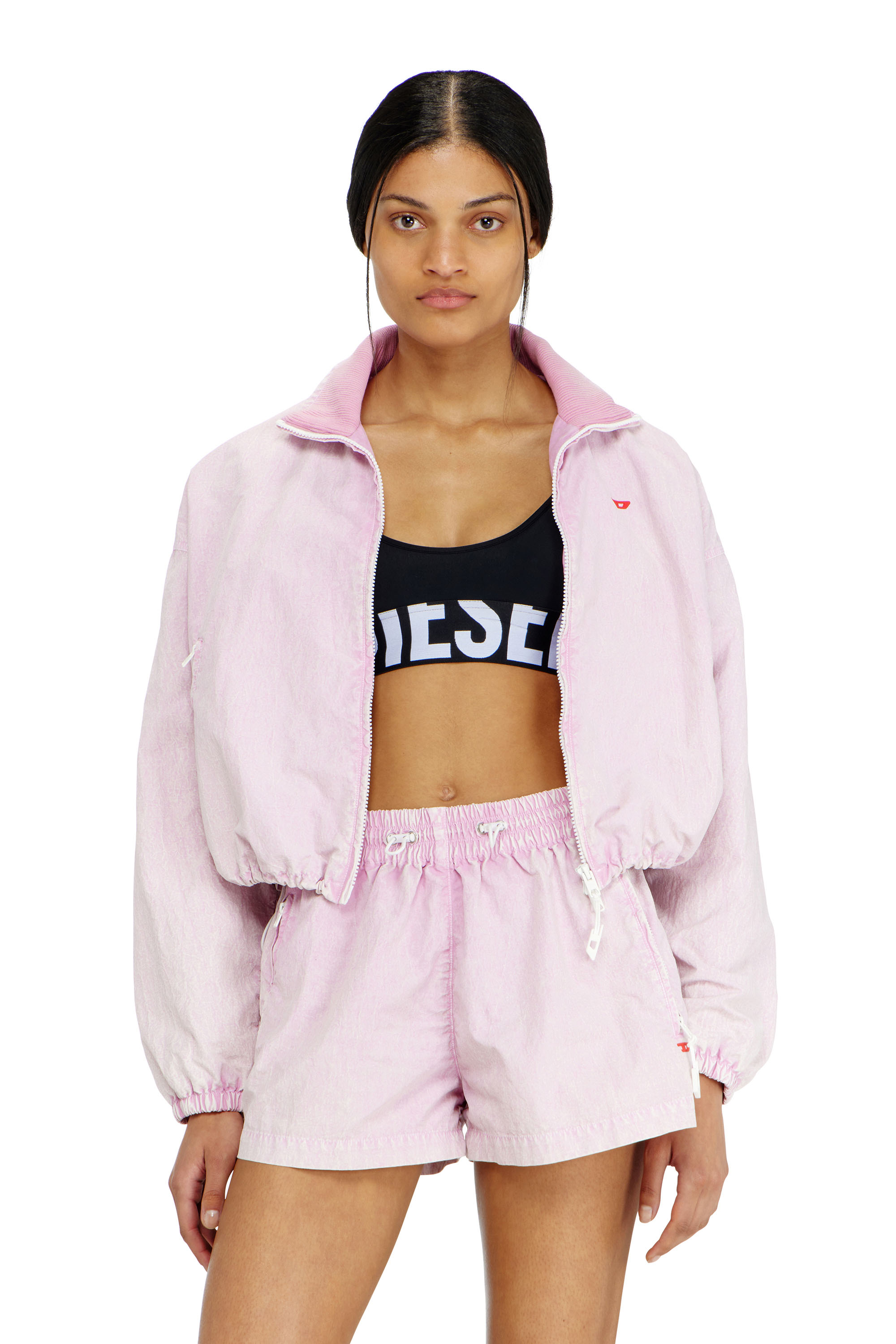 Diesel - ALLISON-D-POP, Sujetador deportivo de microfibra con logotipo recortado Mujer in Negro - 2