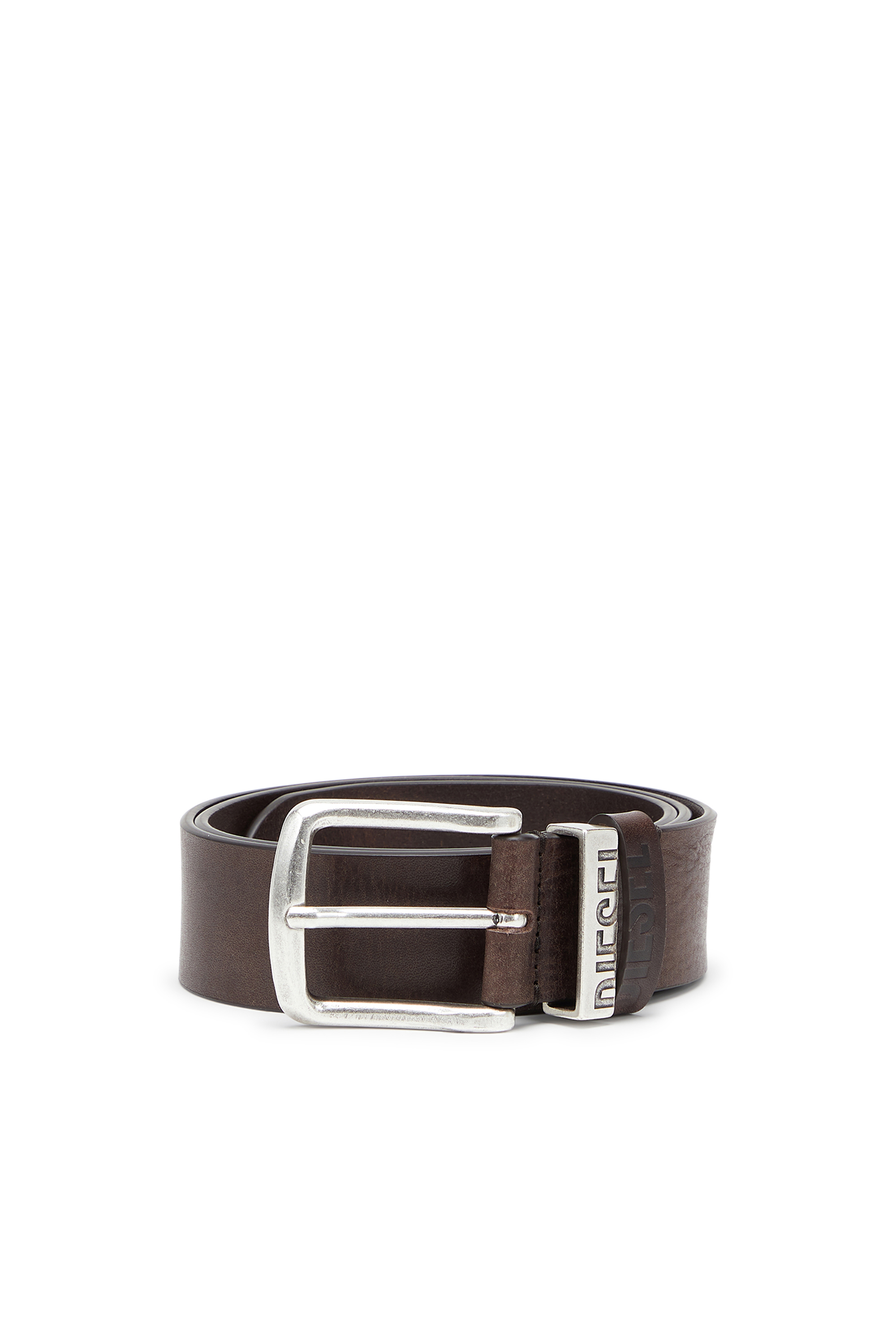 Diesel - B-VISIBLE, Cintur&oacute;n 3.9 cm con trabillas contrastantes Hombre in Marr&oacute;n - 1