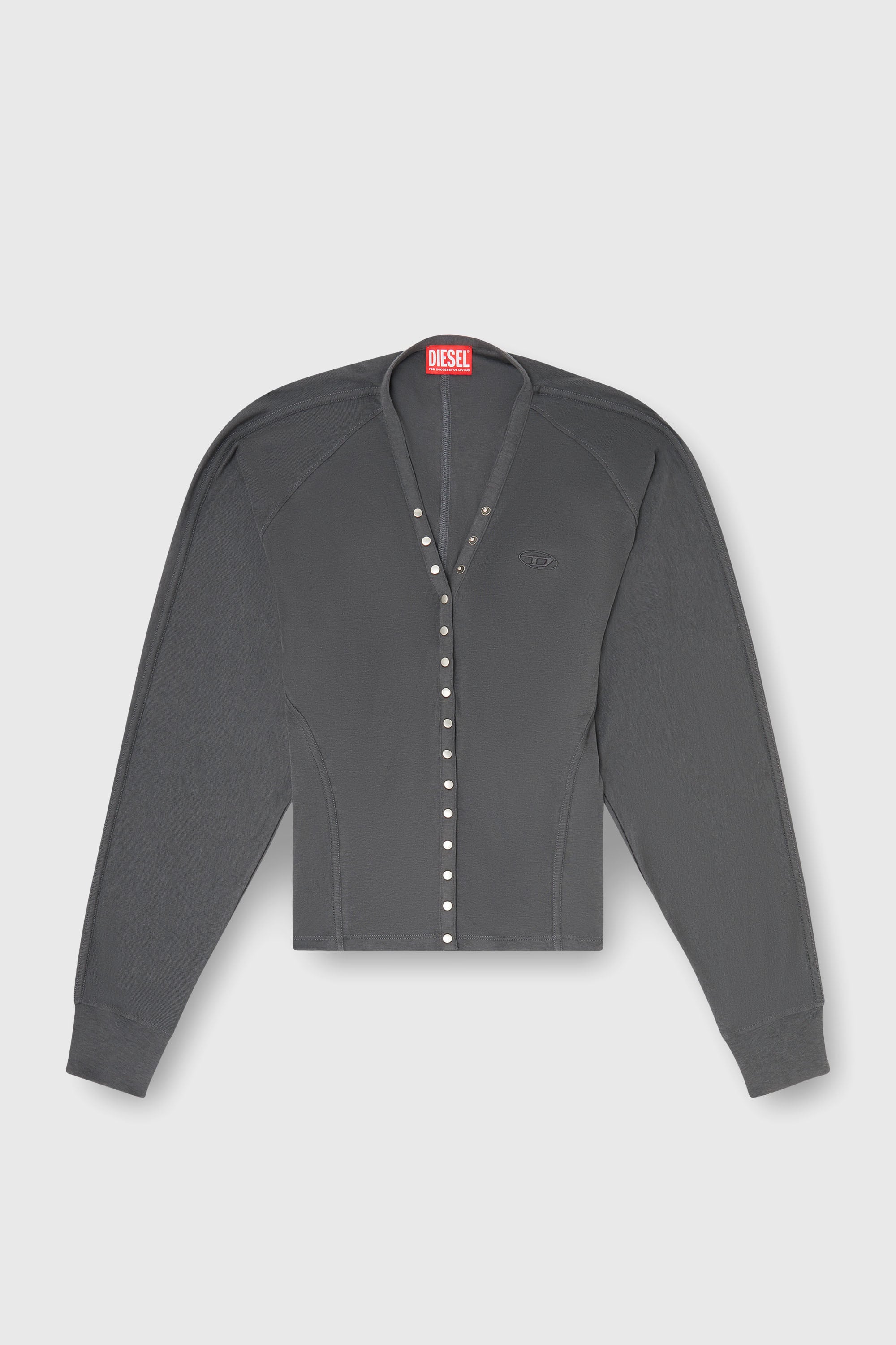 Diesel - T-ISERINA, C&aacute;rdigan de mezcla de Tencel con mangas murci&eacute;lago Mujer in Gris - 1
