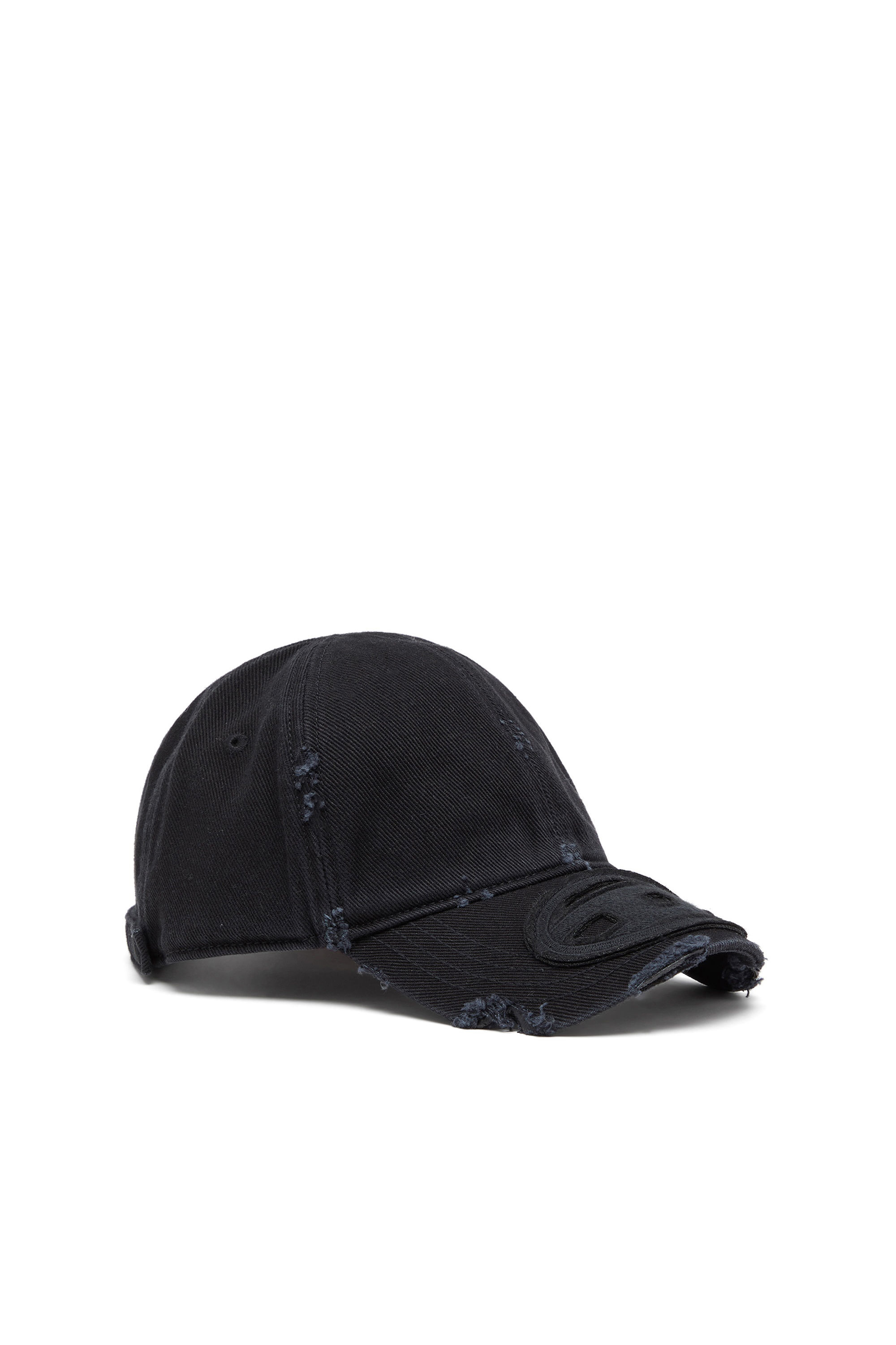 Diesel - C-BIGDOV, Gorra de sarga de algod&oacute;n con detalles desgastados Hombre in Negro - 1