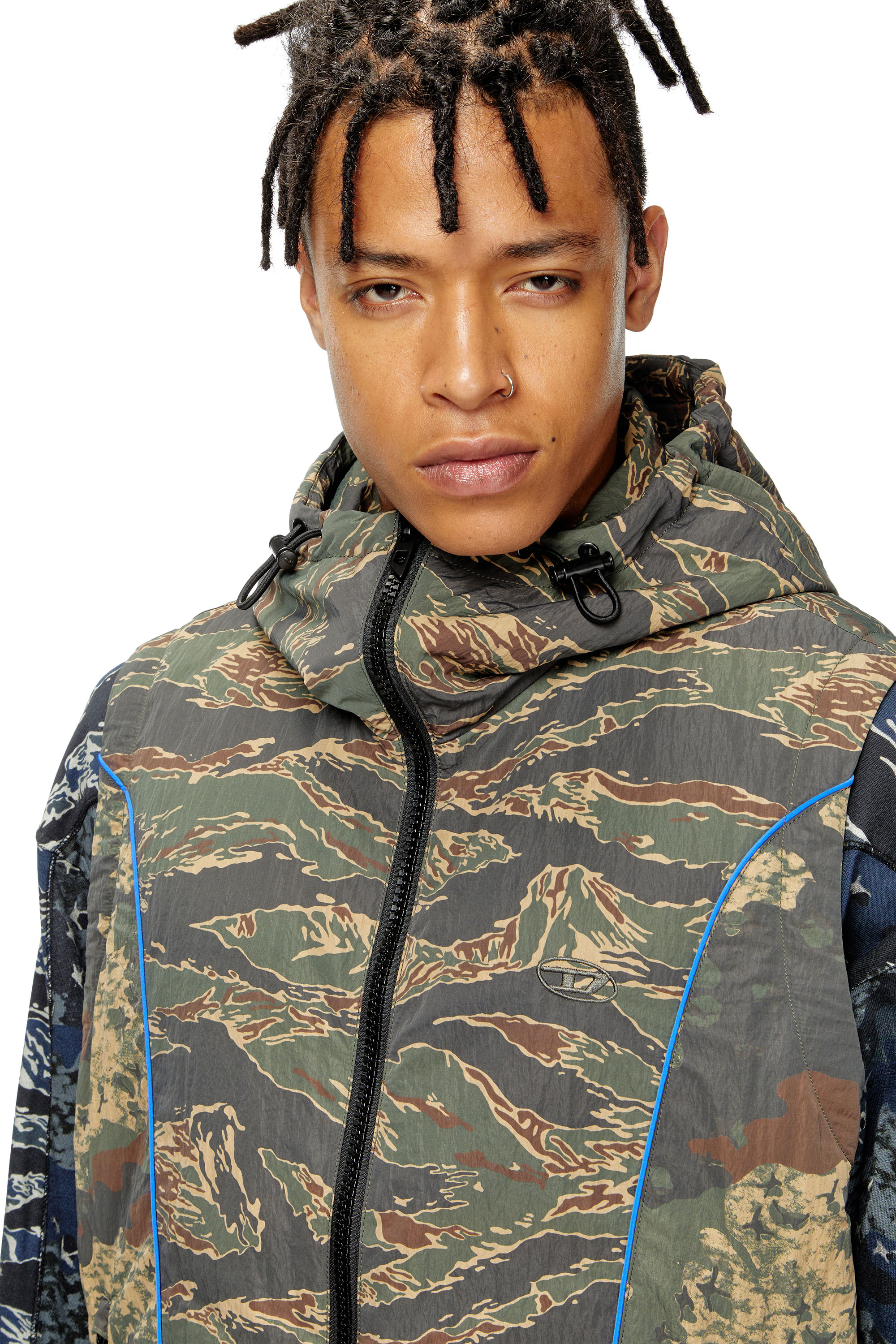 J-OSTEND-SL-CAMU, Azul marino/Verde Diesel - J-OSTEND-SL-CAMU, Chaleco con capucha y mezcla de estampados de camuflaje Hombre in Multicolor - 5