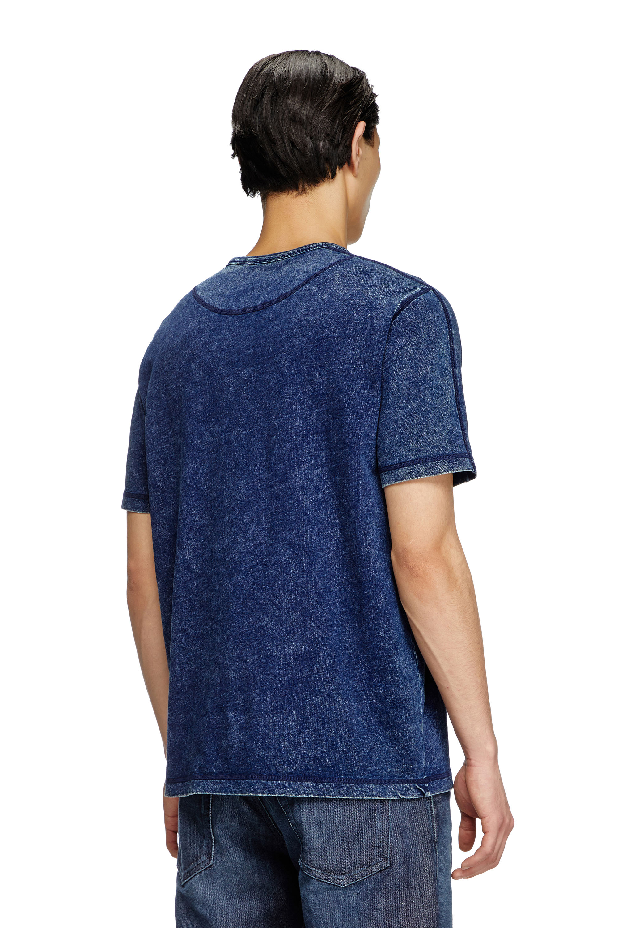 Diesel - T-ADJIND, Camiseta de tejido de aspecto denim Hombre in Azul marino - 4