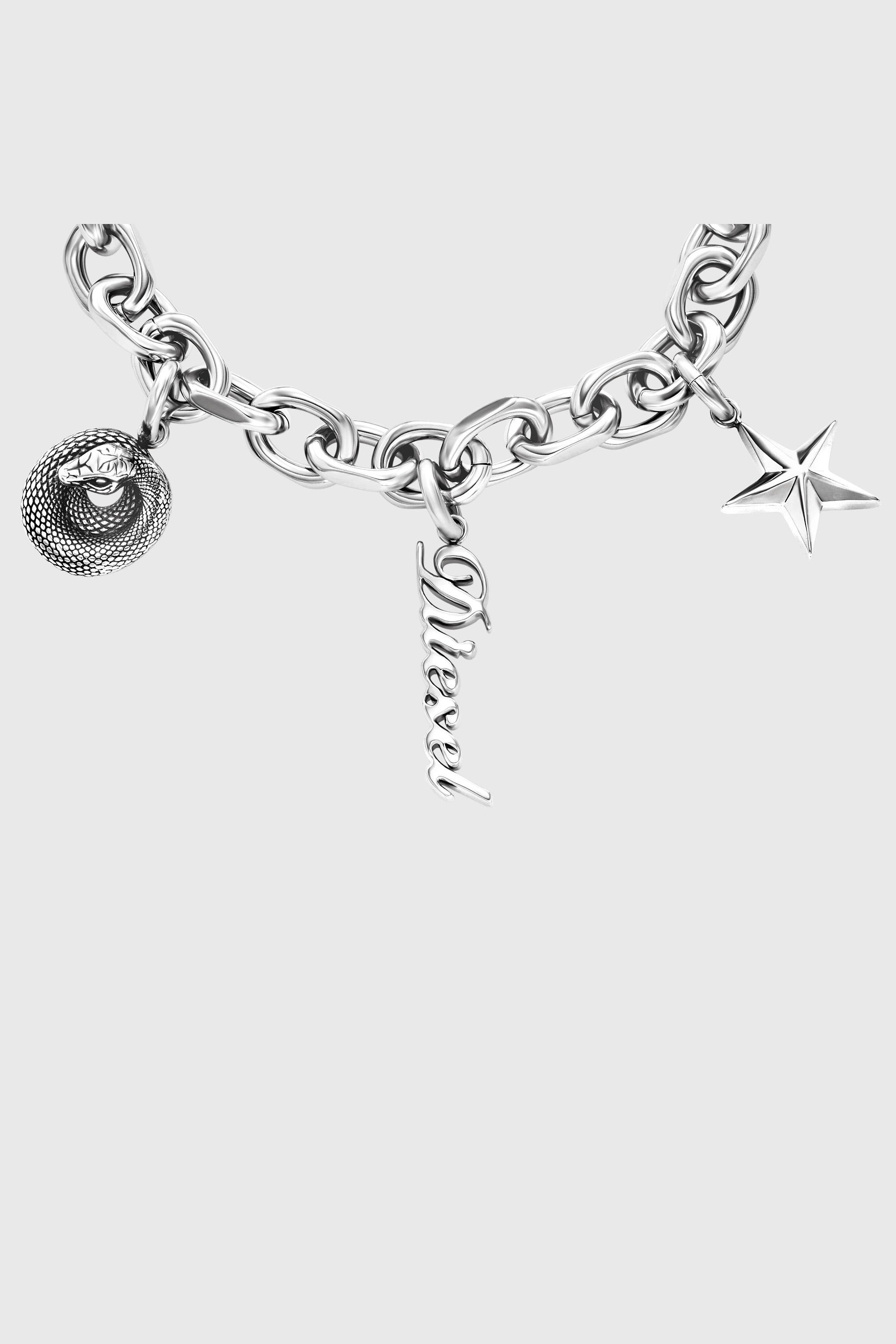Diesel - DX1744040, Pulsera con charms de acero inoxidable Unisex in Plateado - 3