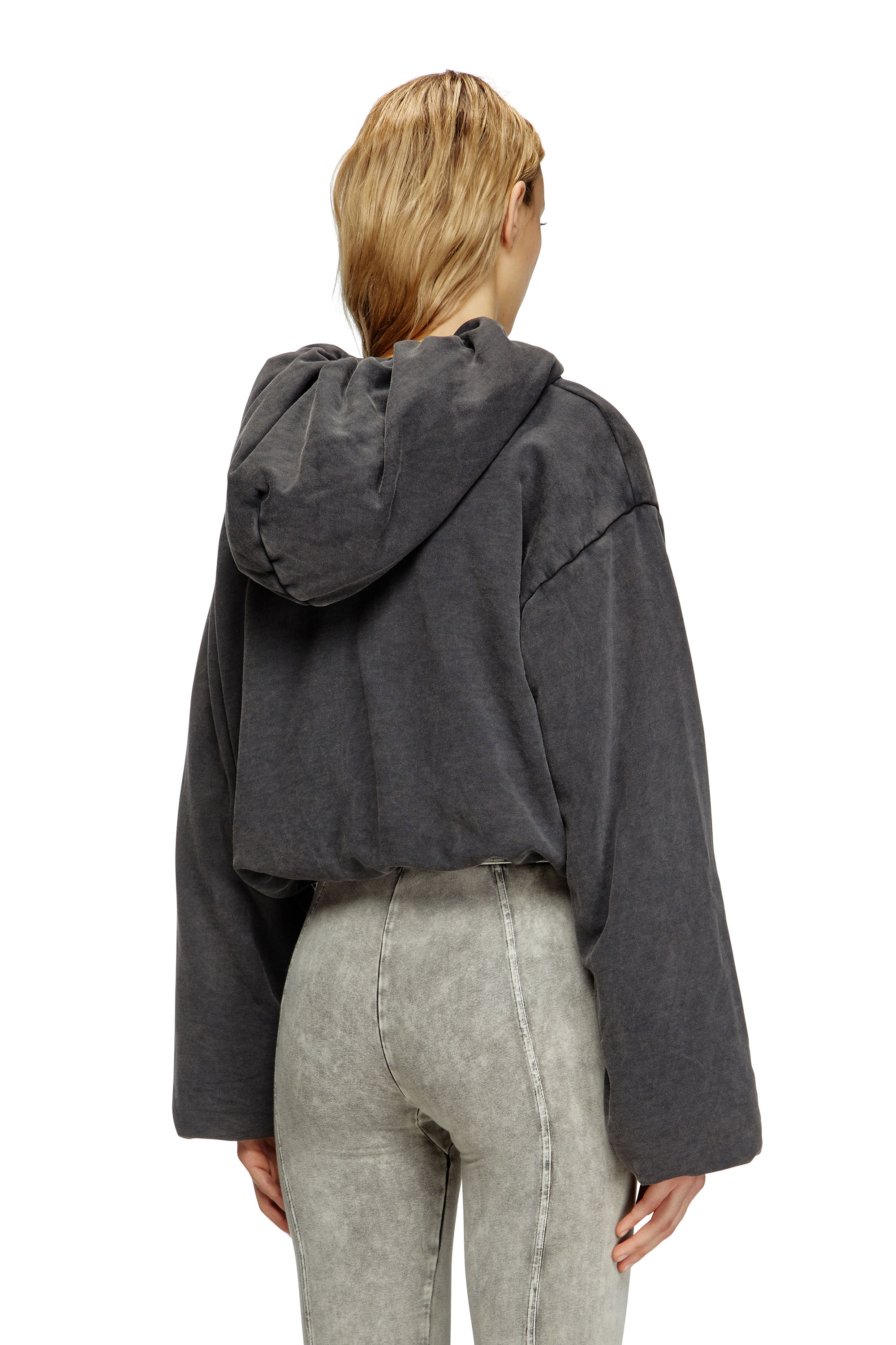 Diesel - F-ENERDÌ, Sudadera con capucha y cremallera recortada Mujer in Negro - 4