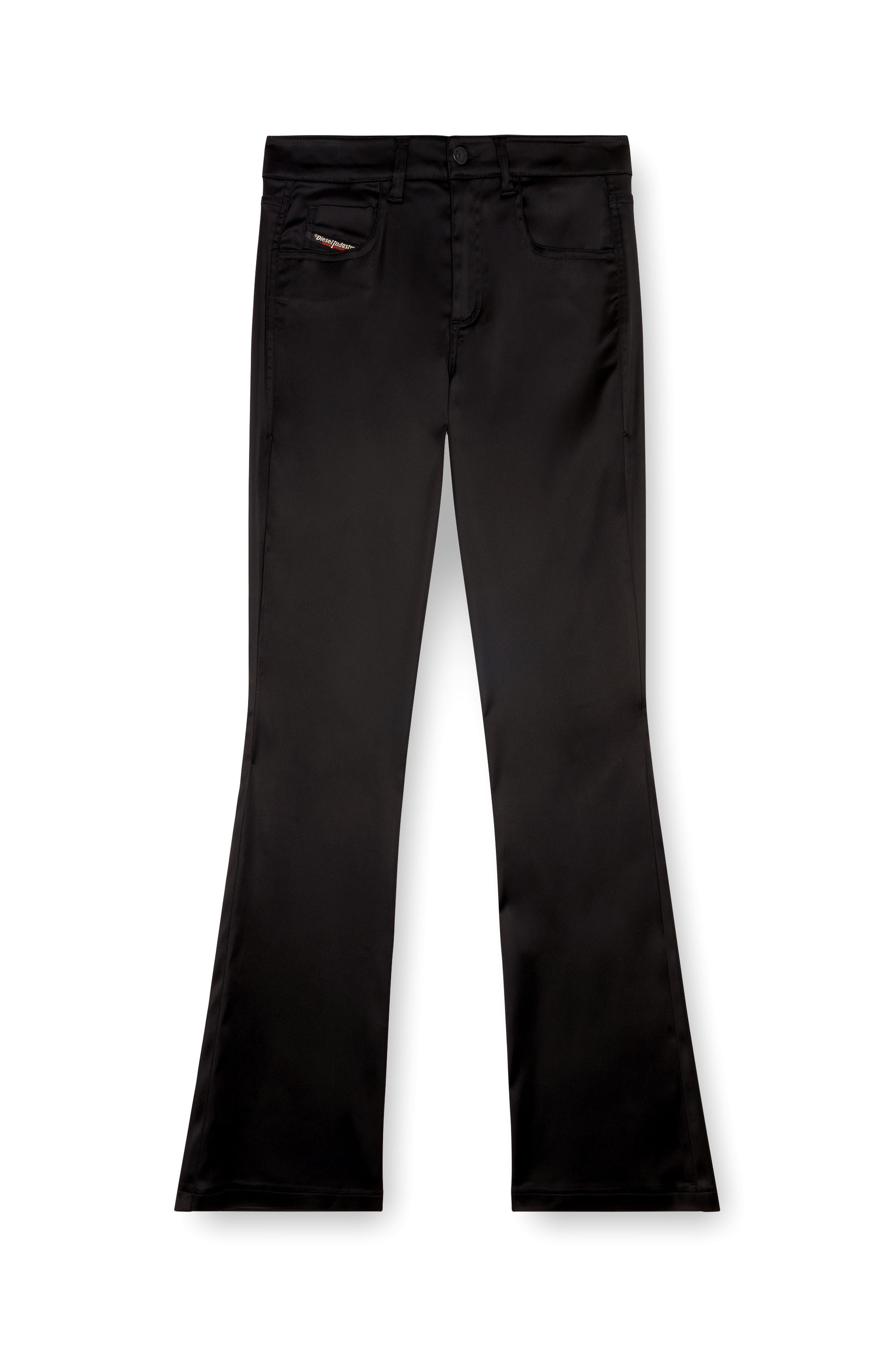 Diesel - P-EBBEY, Mujer Pantalones de 5 bolsillos de satén elástico in Negro - Image 3