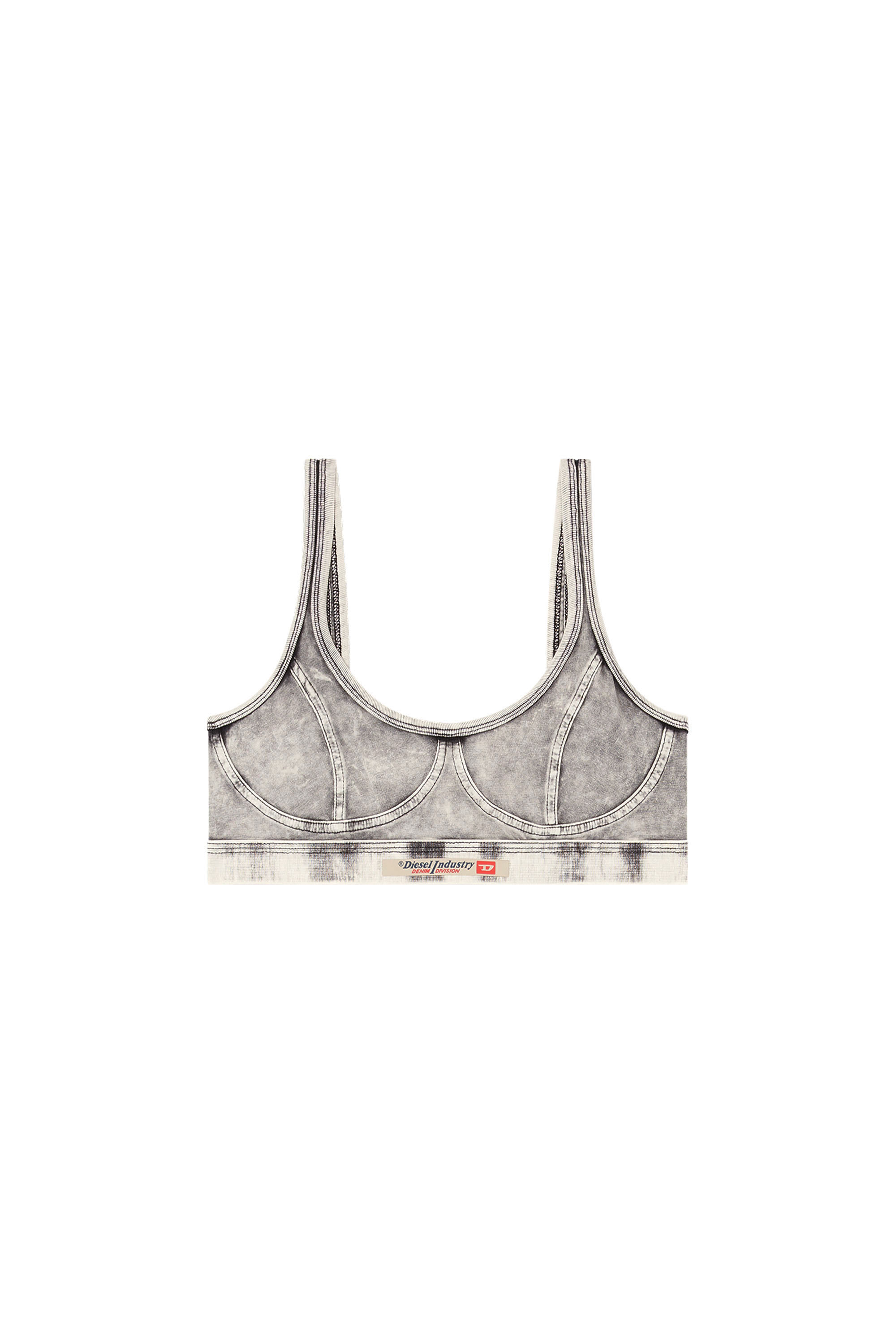 Diesel - KASSIE-DNM, Bralette de tejido con efecto denim Mujer in Gris - 4