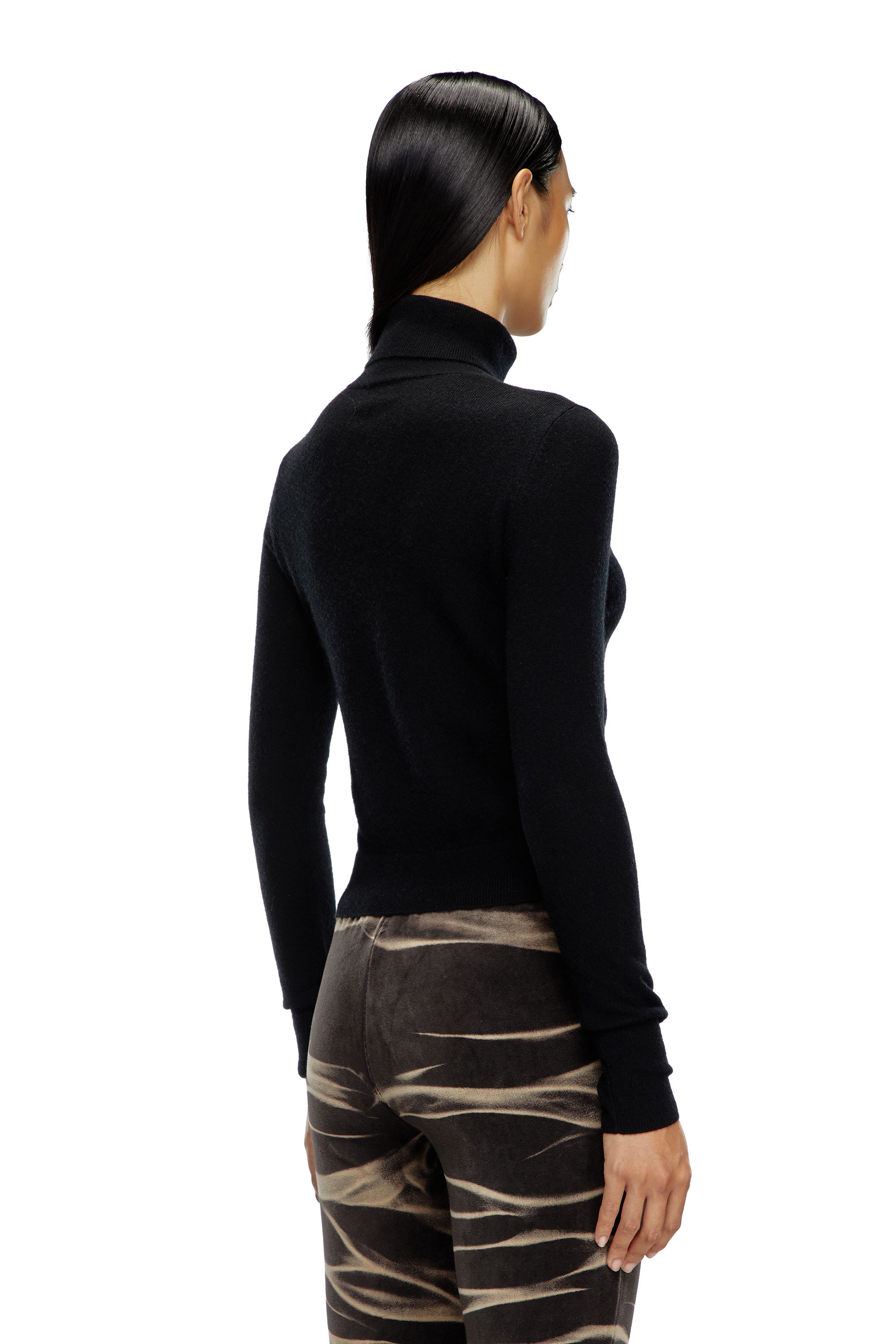 Diesel - M-AREESAX-TN, Mujer Jersey con cuello alto de lana y cachemira in Negro - Image 4
