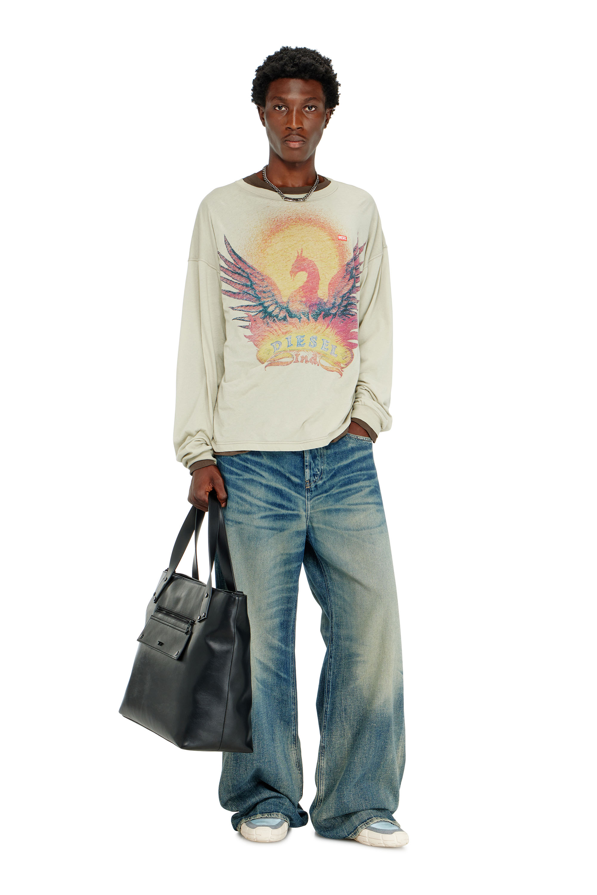 Diesel - T-BOXT-LS-AA1, Camiseta de manga larga con gr&aacute;fico de Phoenix Hombre in Beige - 2