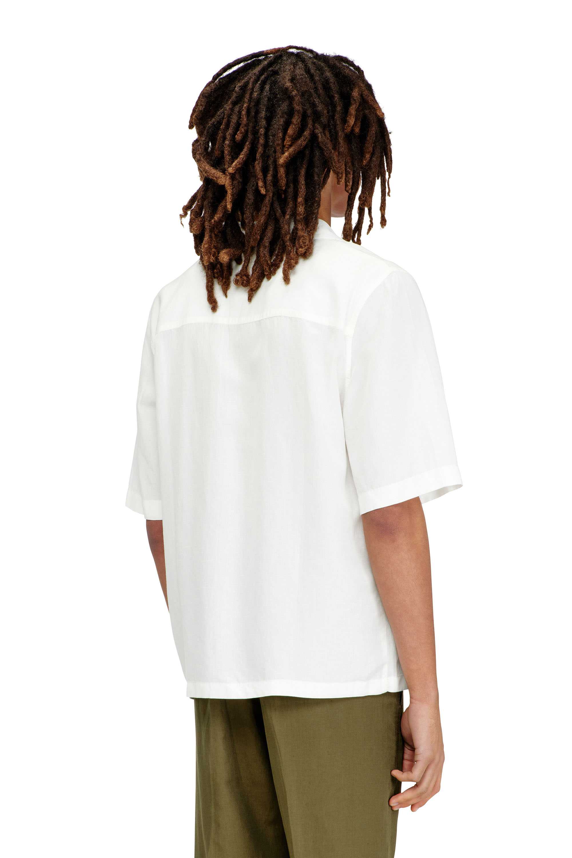 Diesel - S-BRACK-PGBS, Camisa de mezcla de lino con manga corta Hombre in Blanco - 4