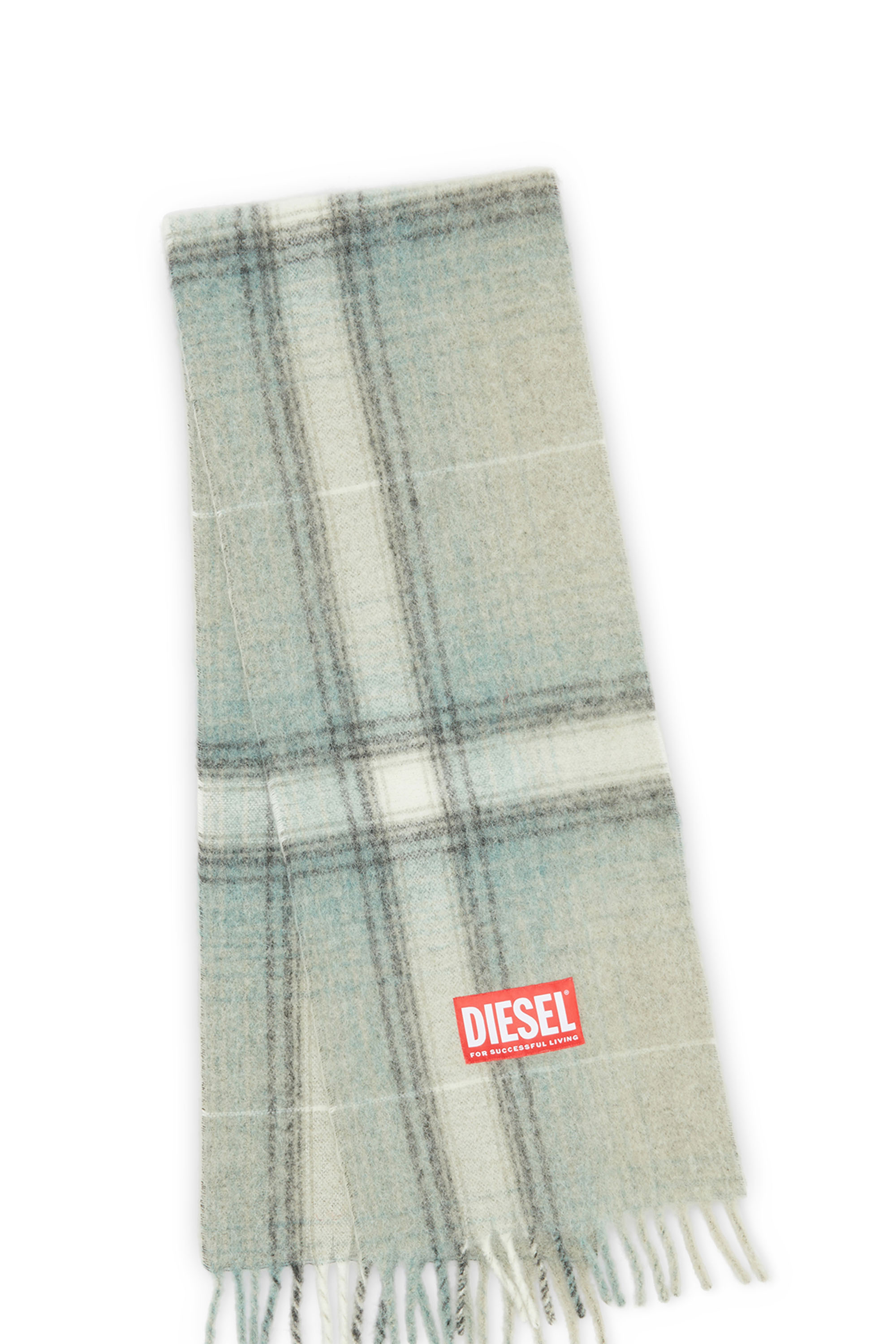 Diesel - S-BESTRO, Bufanda a cuadros de lana y alpaca Hombre in Gris - 3