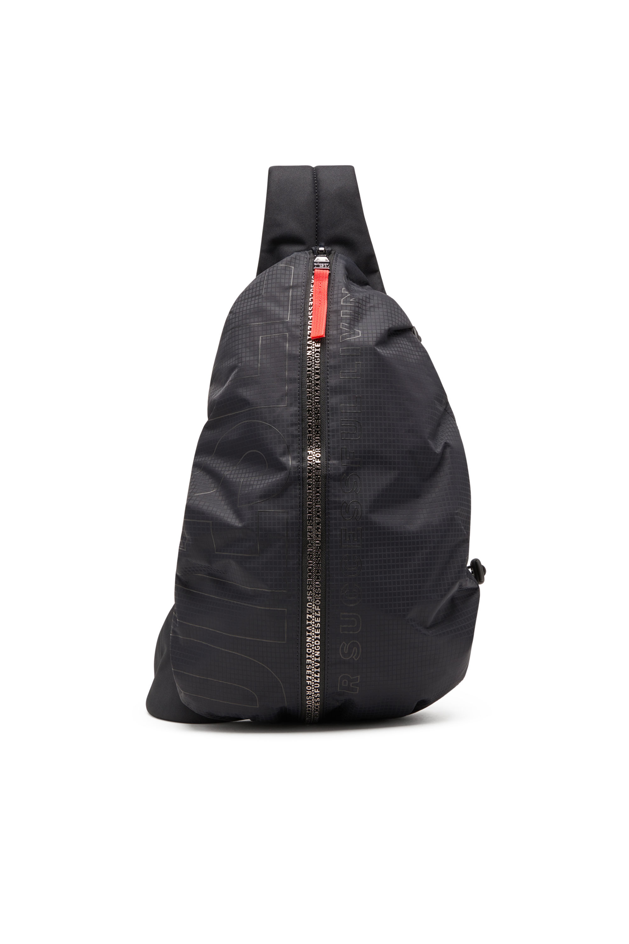 Diesel - ZIP-D SLING BAG X, Zip-D-Mochila de un solo tirante de tejido exterior de jacquard a cuadros Hombre in Negro - 1