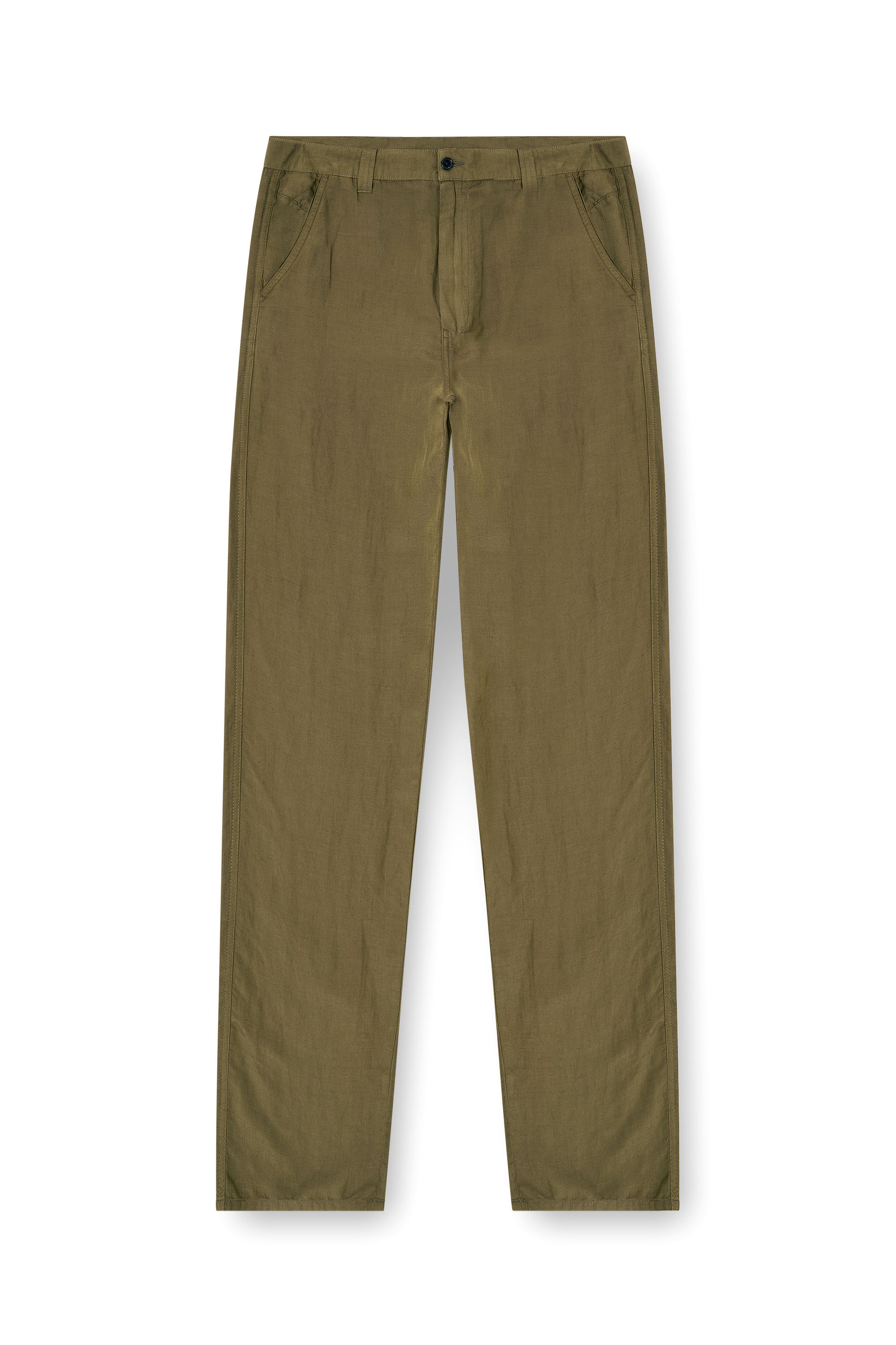 Diesel - P-HANT-CHINO-PGBS, Pantalones de mezcla de lino con pierna ancha Hombre in Verde - 3
