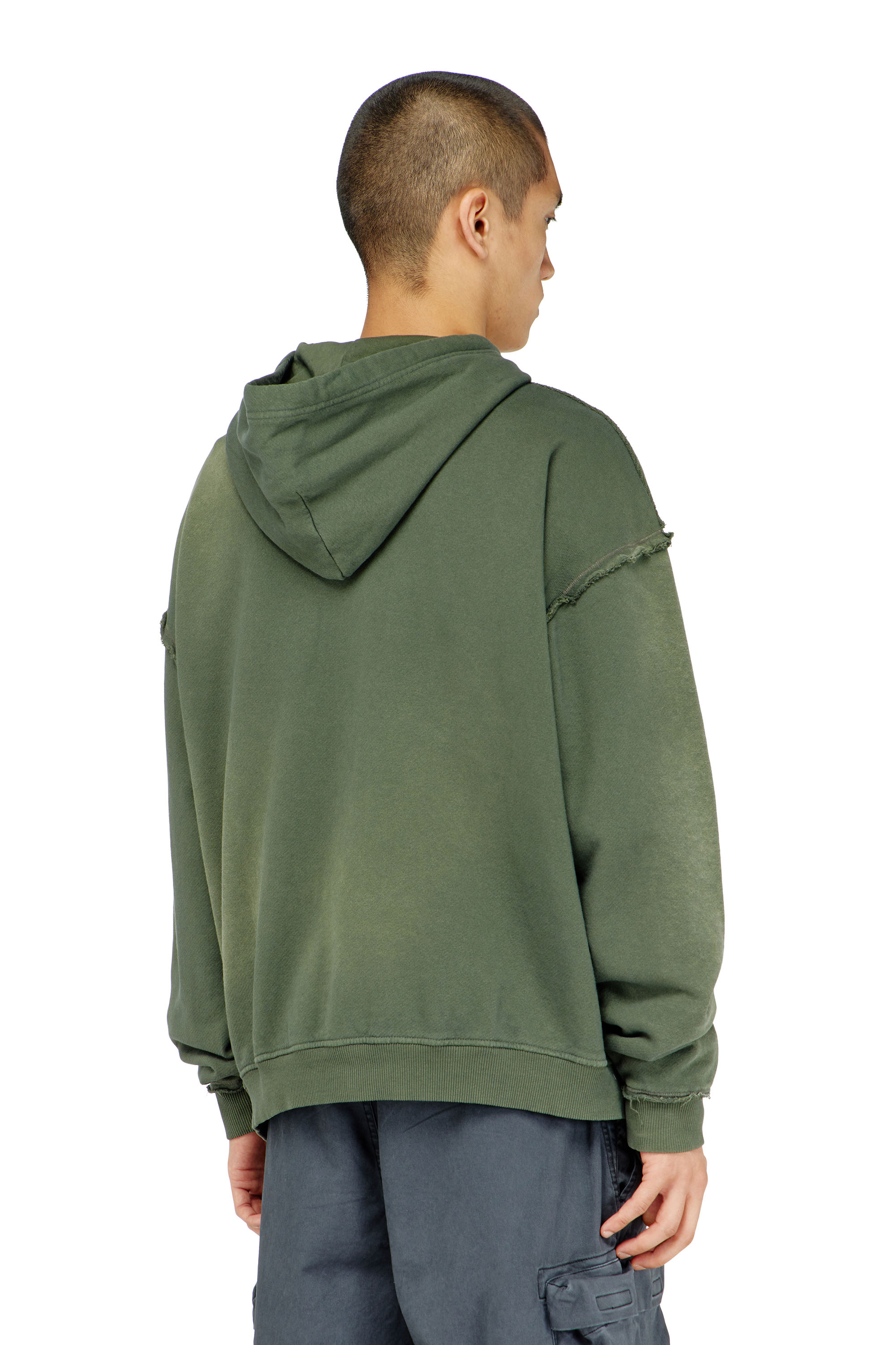 Diesel - S-POCK-HOOD, Sudadera de algod&oacute;n descolorida con detalles deshilachados Hombre in ToBeDefined - 4
