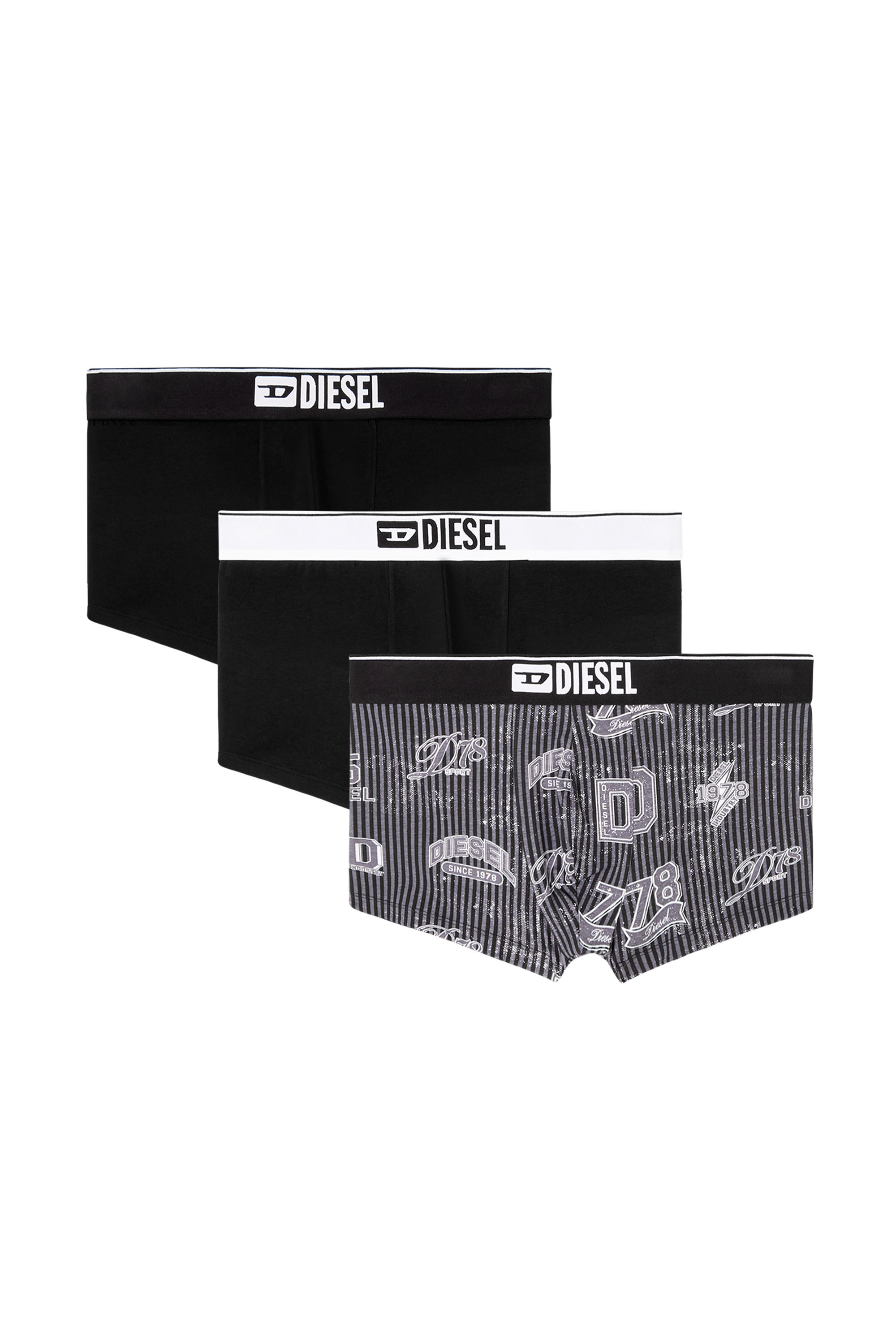 Diesel - DAMIEN-D-BOX-3PACK, Paquete de 3 bóxers de algodón elástico con estampado completo Hombre in Negro - 1