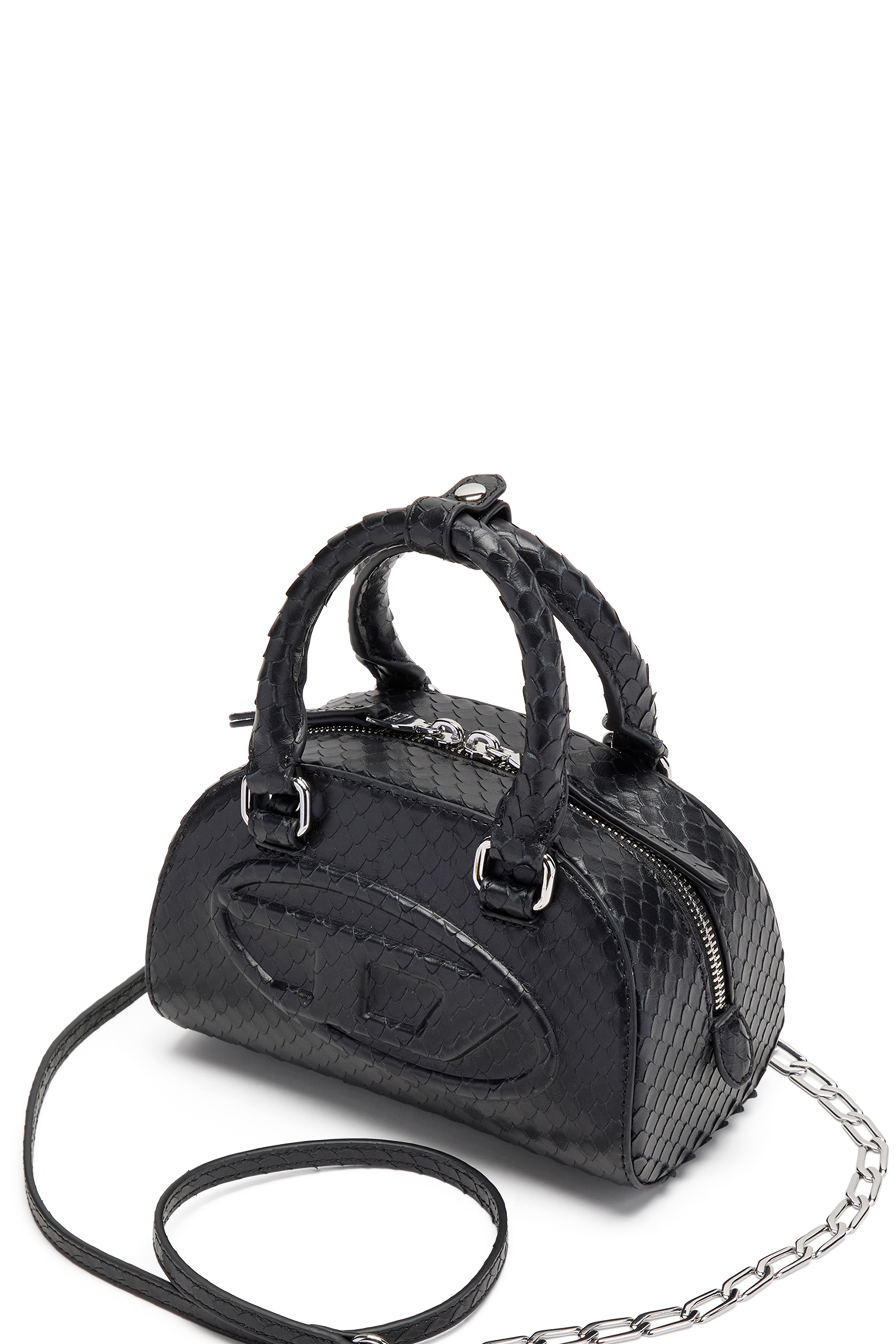 Diesel - 1DR DOME CROSSBODY, 1DR Dome-Bolso bowling mini en piel efecto serpiente Mujer in Negro - 3