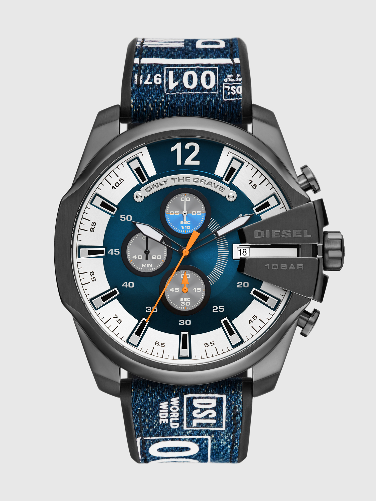Diesel - DZ4541, Reloj cronógrafo Mega Chief con correa en denim Hombre in Multicolor - 1