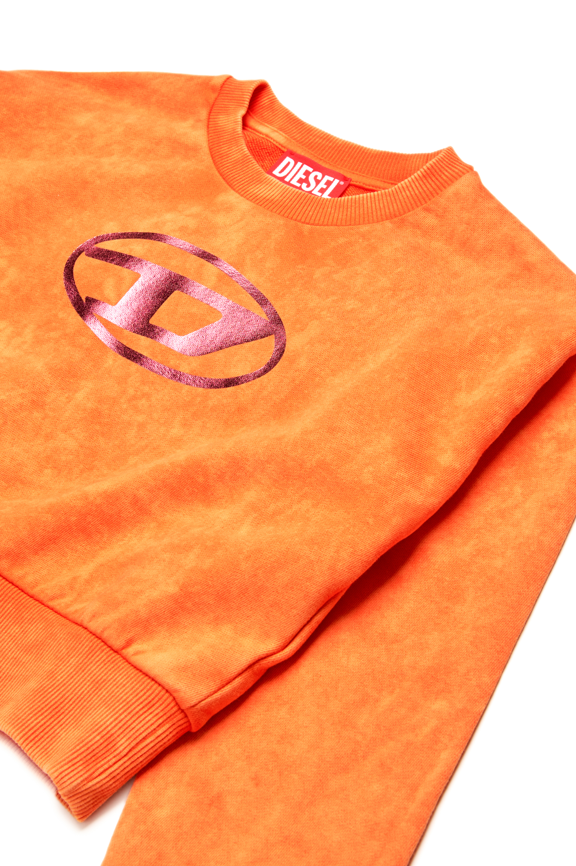 Diesel - SLEMPY, Sudadera marmoleada con logotipo metálico Mujer in Naranja - 3