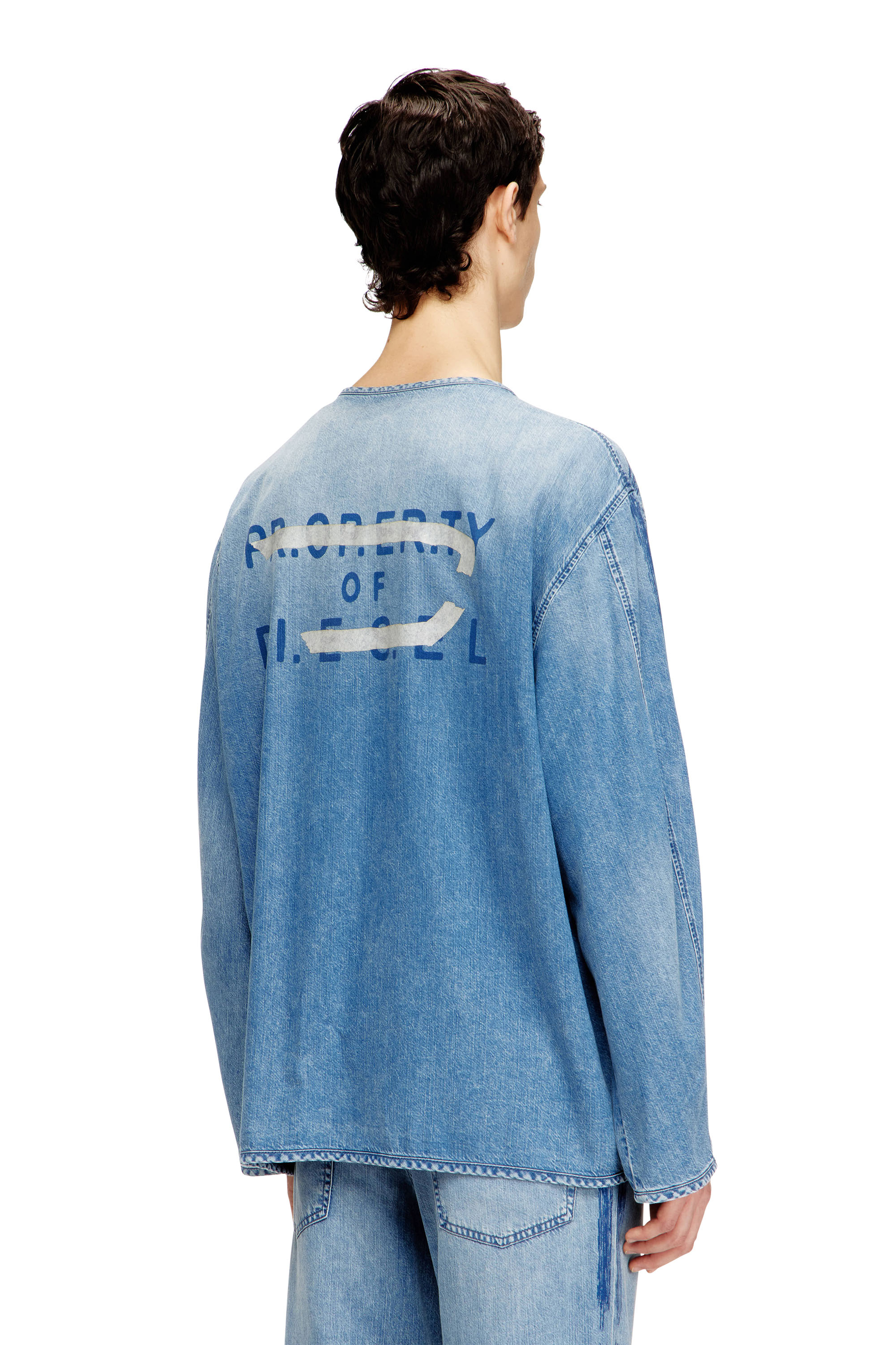 Diesel - D-CADI-S, Camiseta de escote en V de denim fluido con rayas Hombre in ToBeDefined - 4