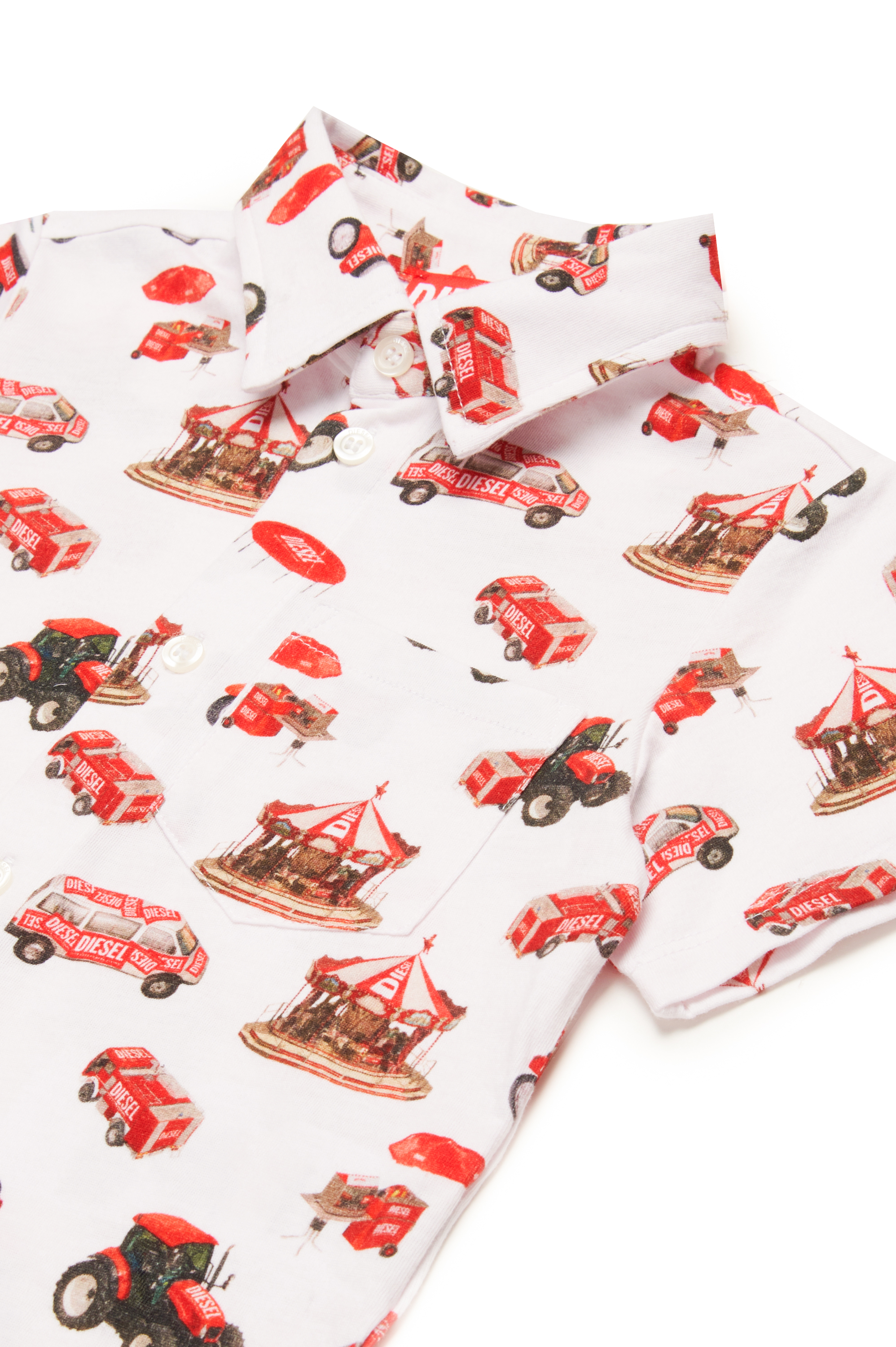 Diesel - MCALLEB, Camisa de algodón con estampado de vehículos Hombre in Multicolor - 3