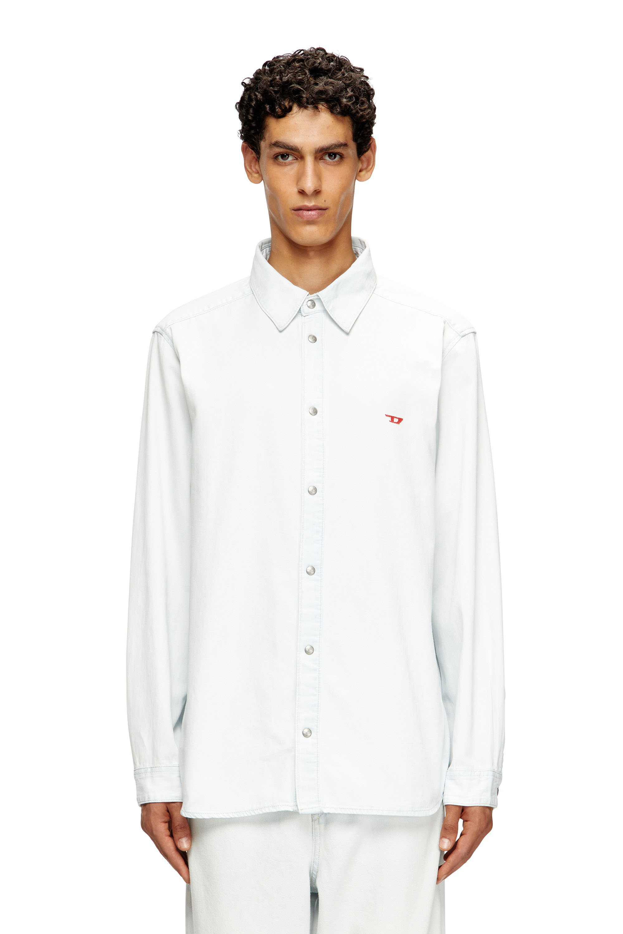 Diesel - D-SIMPLY, Camisa de denim con efecto blanqueado Hombre in Azul marino - 1