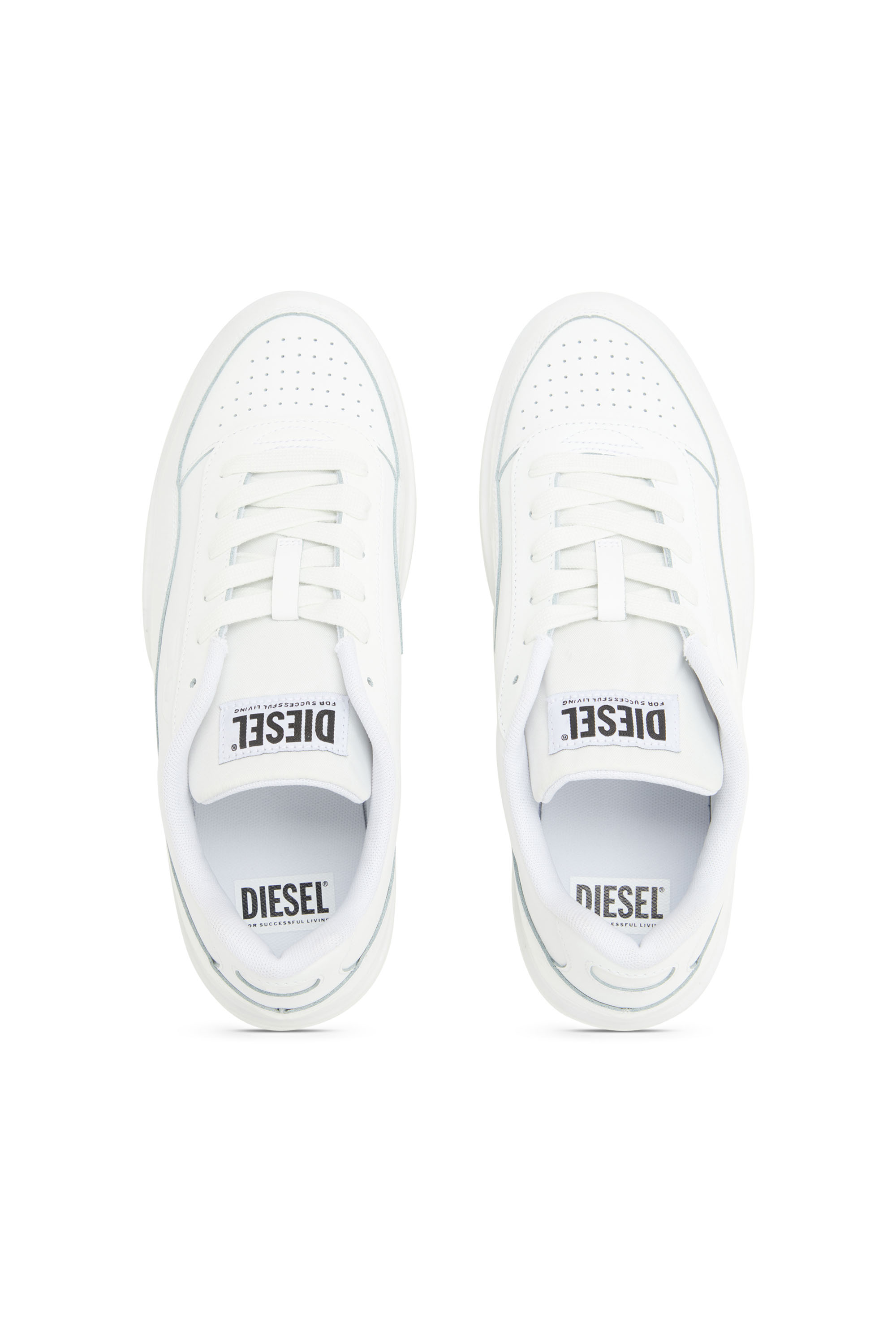 Diesel - S-TRACKER-D LOW, Deportivas de cuero que se sumergieron en silicona Hombre in Blanco - 5