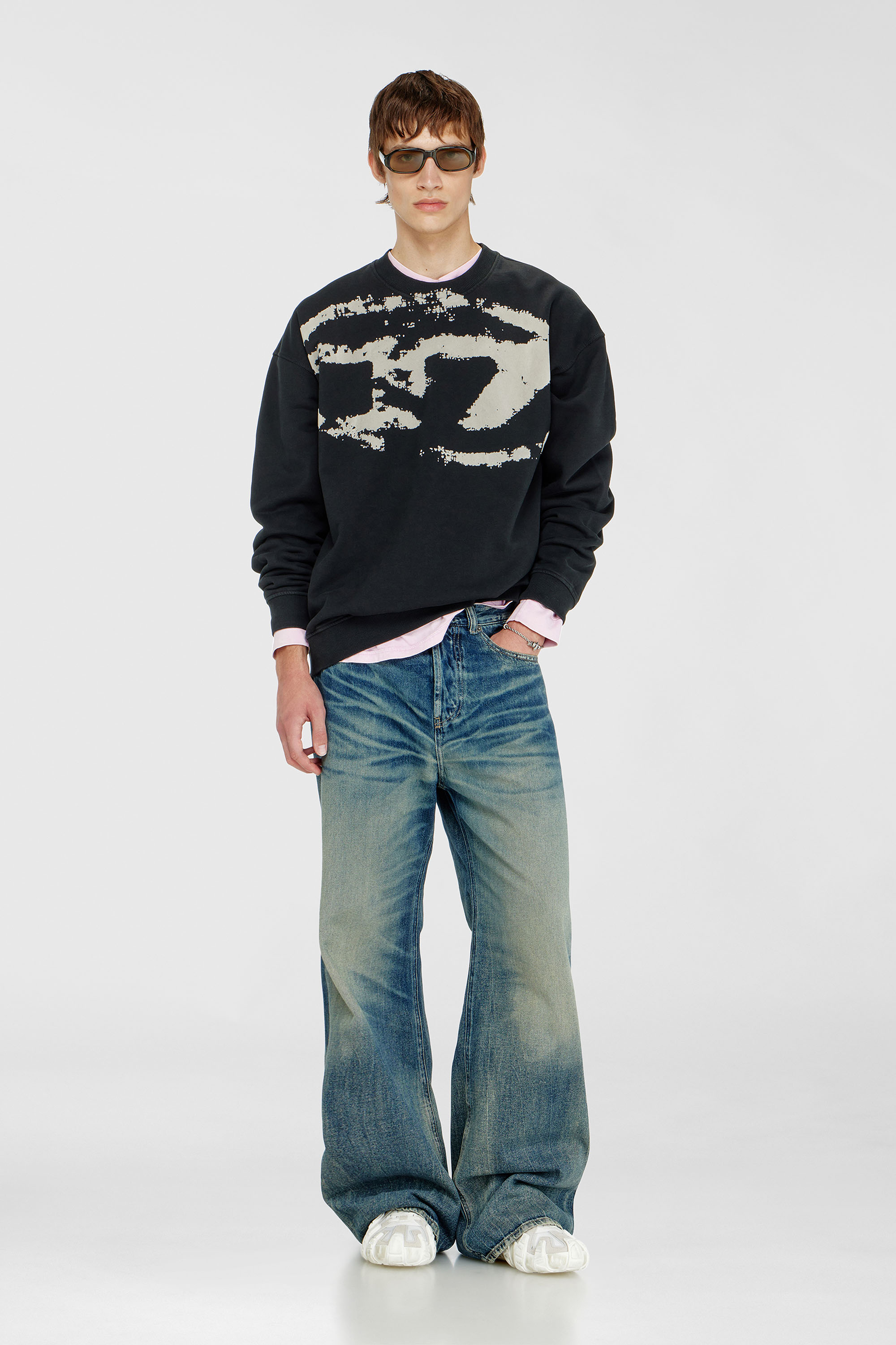 Diesel - S-BOXT-N5, Sudadera de algod&oacute;n con Oval D flocado Hombre in Negro - 2