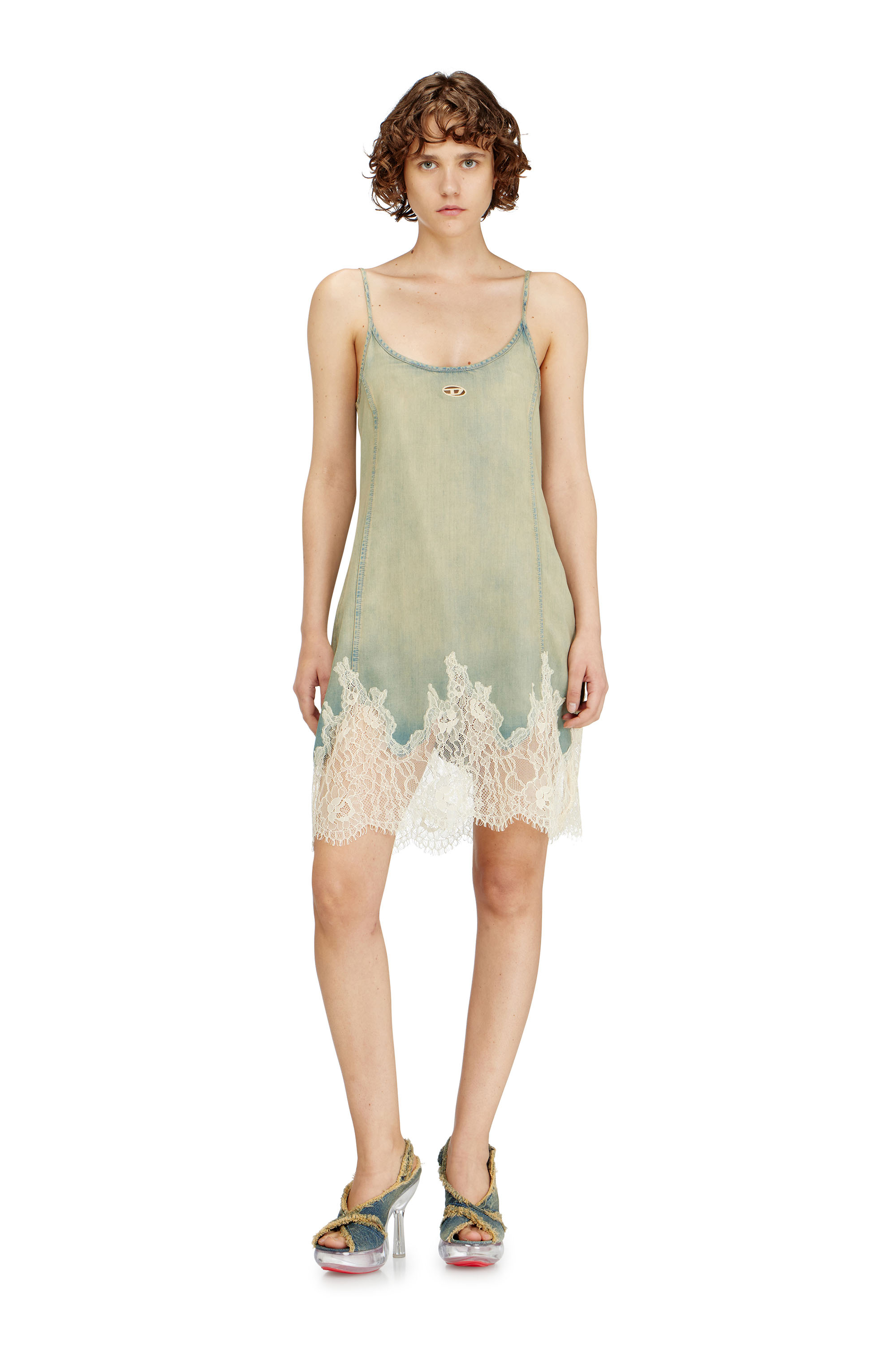 Diesel - DE-ODRY-S, Vestido mini de encaje vaquero Mujer in Multicolor - 2