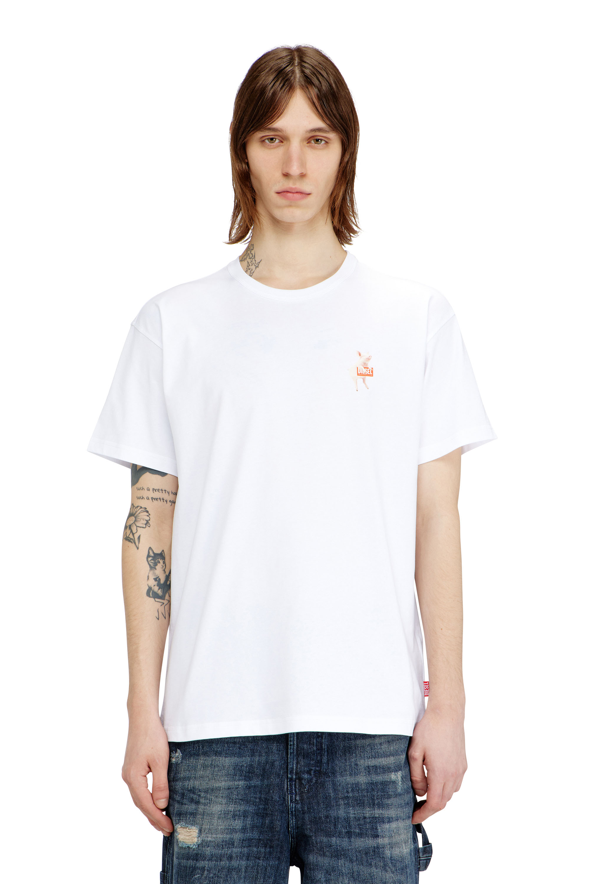 Diesel - T-NORM-V4, Camiseta con estampado de cerdo y logo Hombre in Blanco - 3