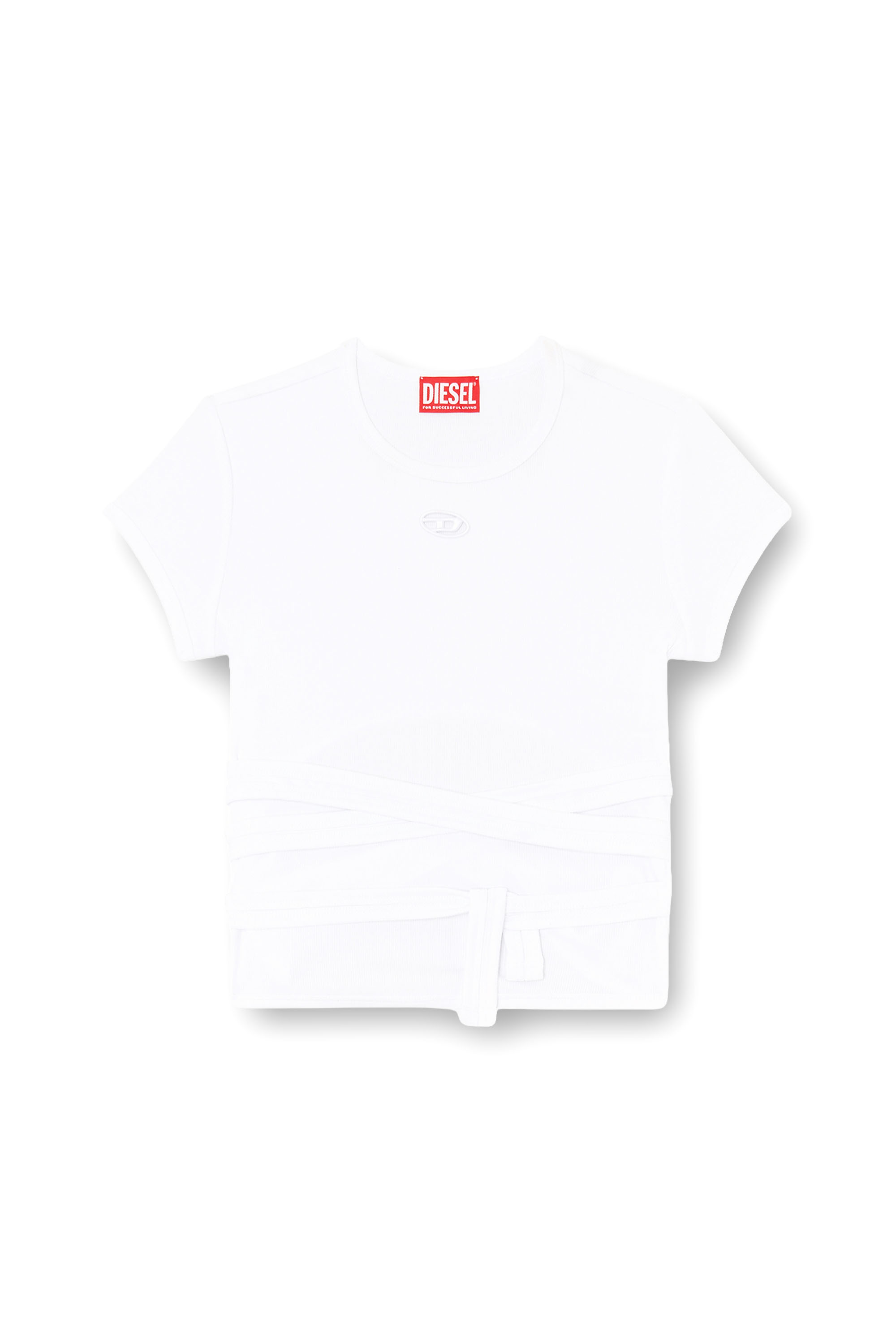 Diesel - T-BUNNY-TAIL-S1, Top de canal&eacute; con cordones envolventes Mujer in Blanco - 3