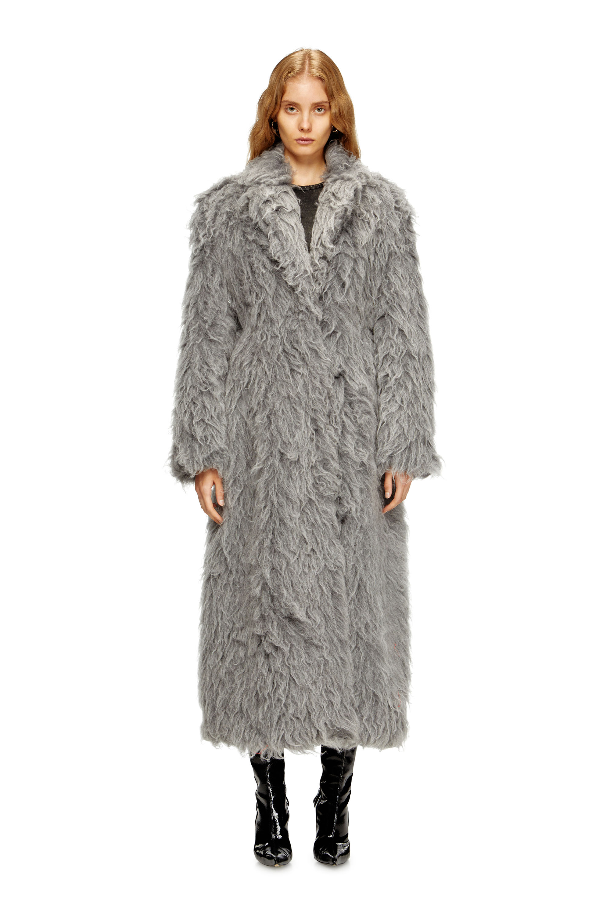 Diesel - W-GLAMO-R1, Abrigo peludo Mujer in Gris - 1