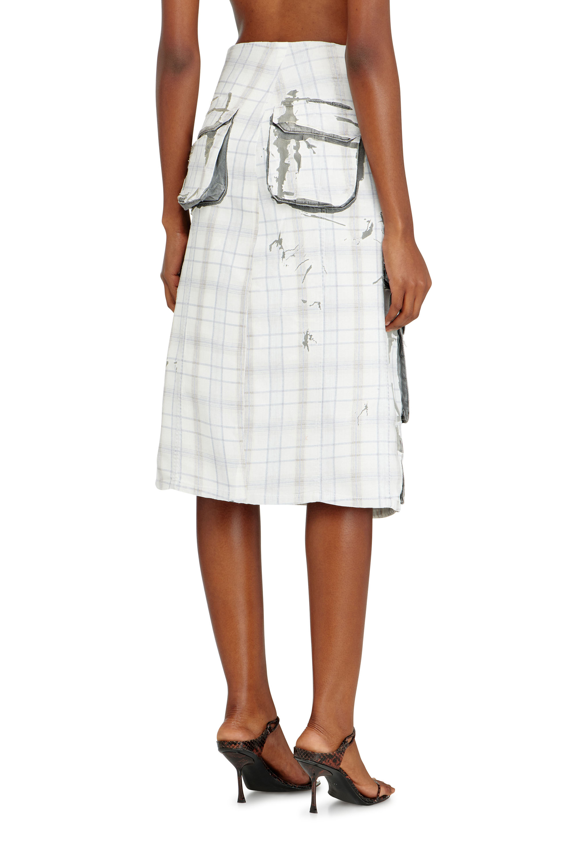 Diesel - DE-VORIN-FSI1, Falda vaquera midi con efecto peel-off Mujer in Gris - 4