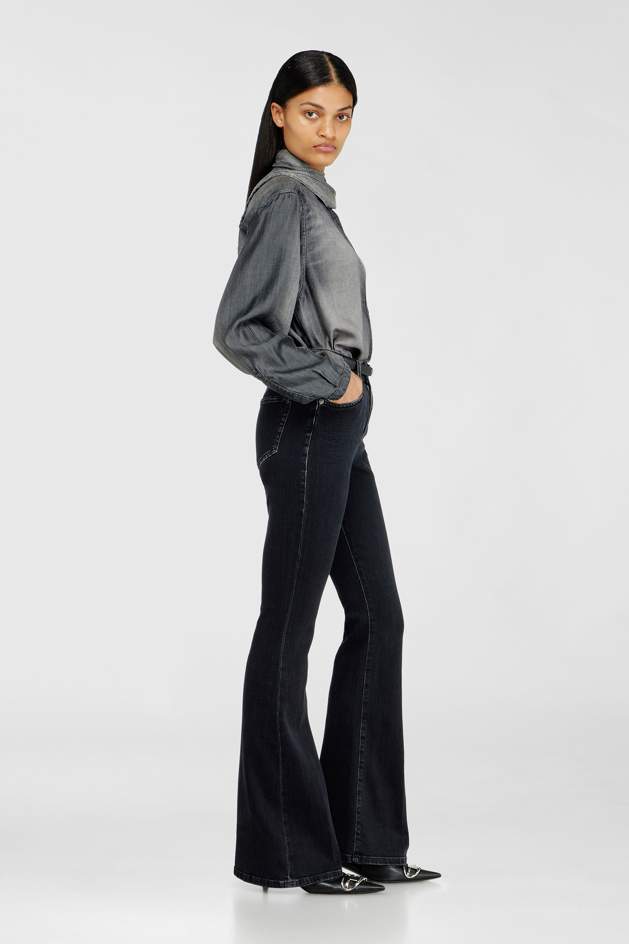 Diesel - Bootcut Jeans 1973 D-Partt 09P75 Mujer, Negro/Gris oscuro - 1