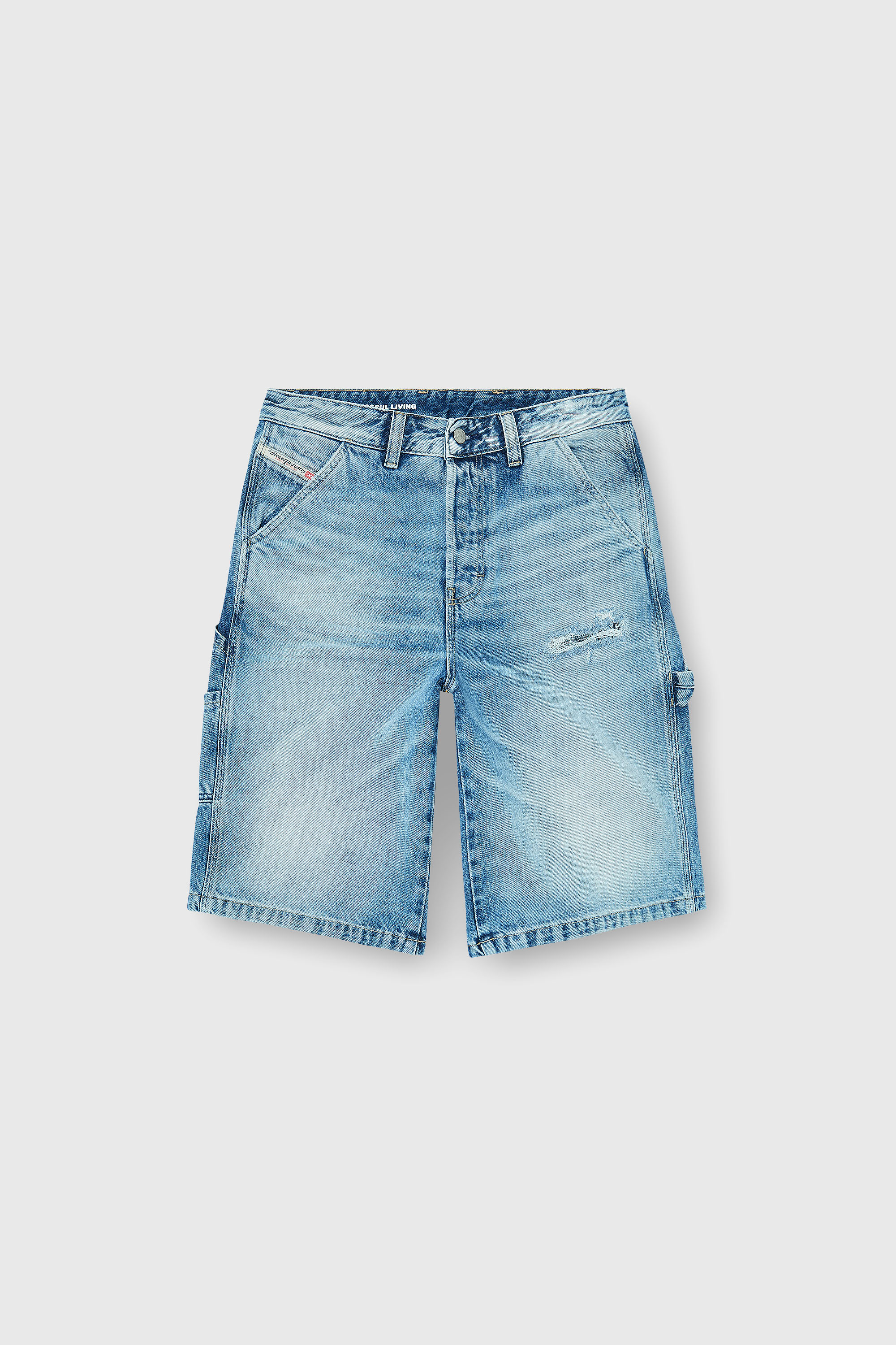 Diesel - D-LIVERY-W-SHORT, Shorts Relaxed en denim fluido con abrasiones Hombre in Azul marino - 2