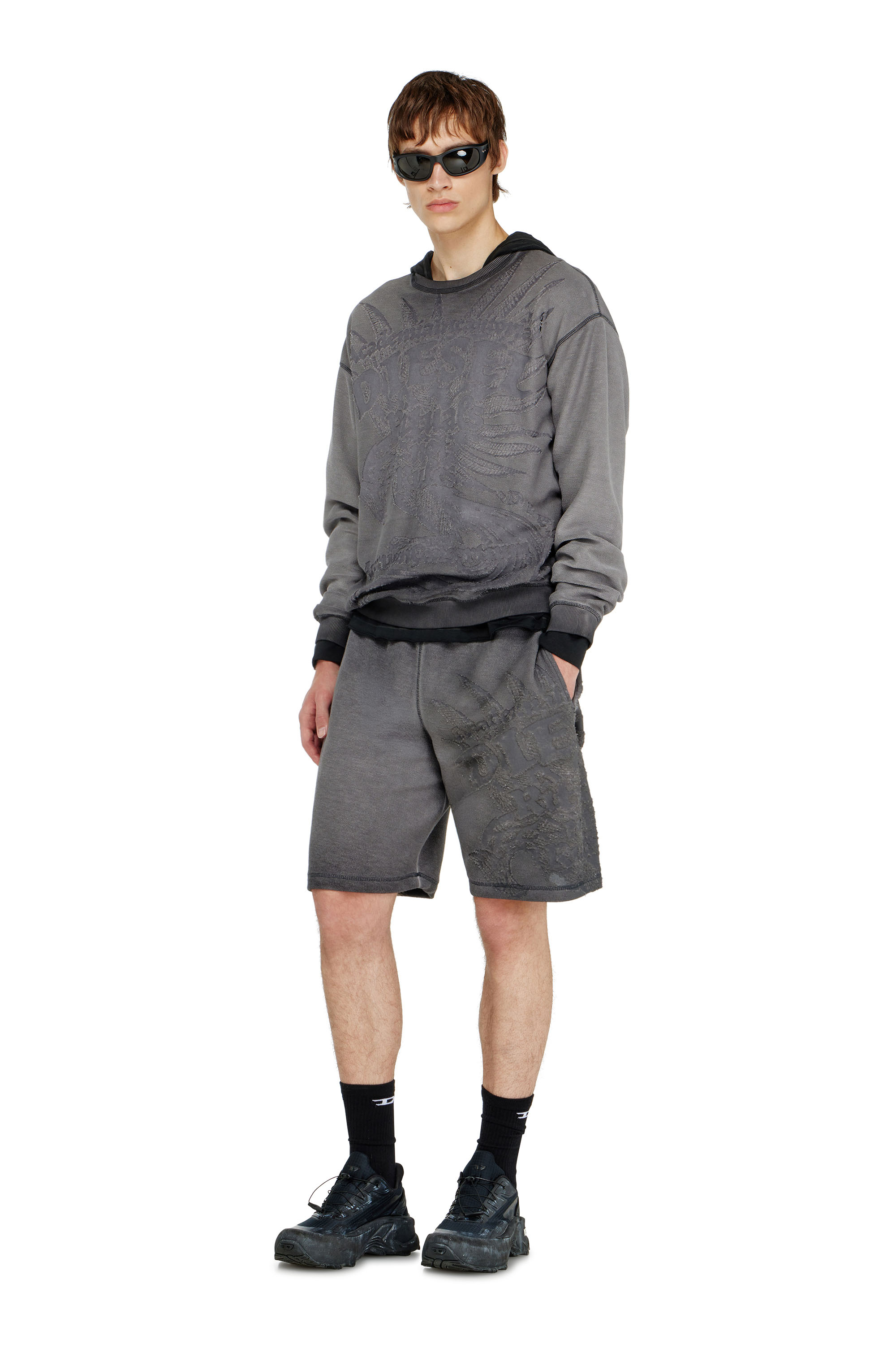 Diesel - P-RAWCROW, Pantalones cortos tipo sudadera con motivos devor&eacute; Hombre in ToBeDefined - 1
