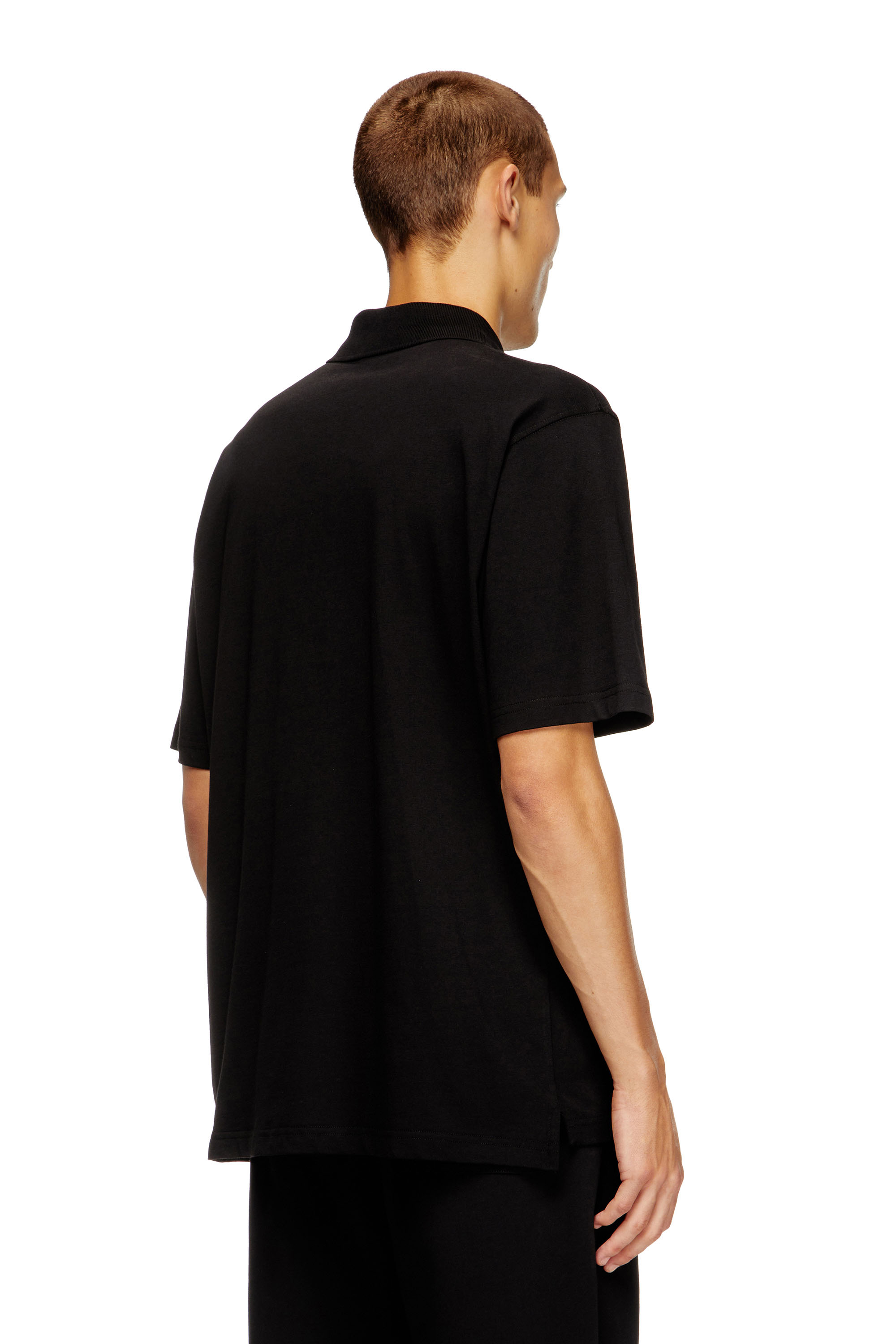 Diesel - T-VOR-OD, Polo con cremallera delantera y logotipo Oval D cortado con láser Hombre in Negro - 4