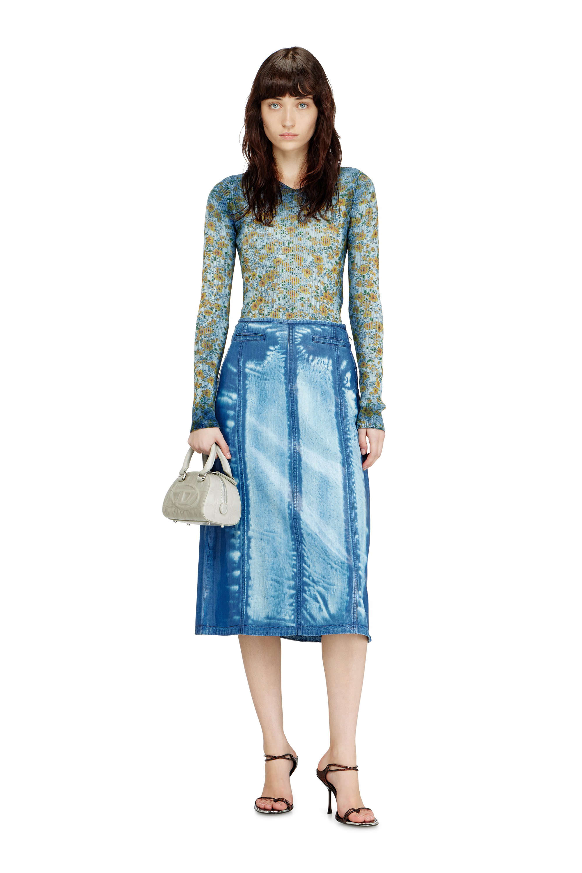 Diesel - 1DR DOME CROSSBODY, Bolso bowling Dome-Mini 1DR en piel efecto cocodrilo Mujer in Gris - 3