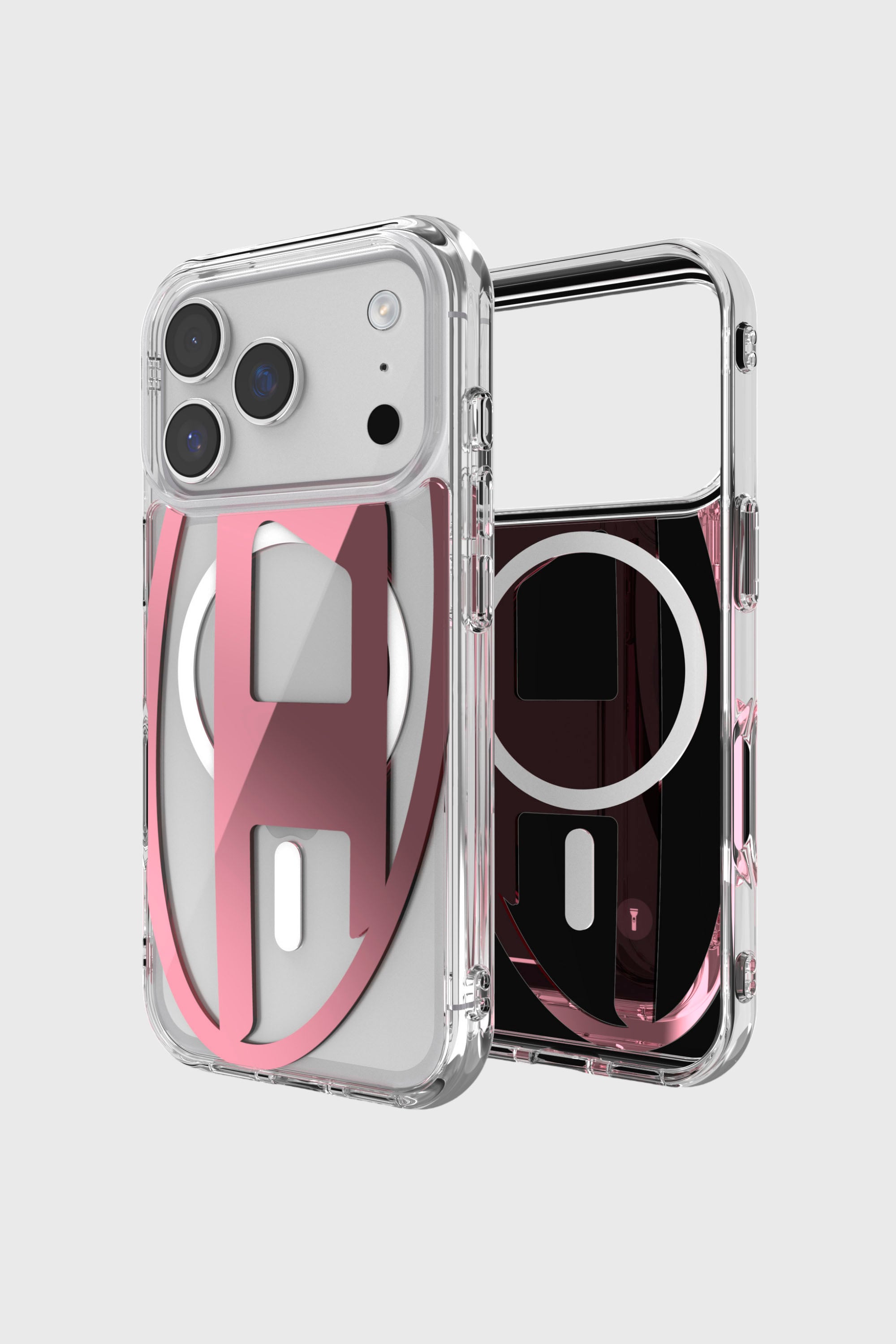Diesel - 60421 AOP CASE, Funda met&aacute;lica Oval D con Magsafe para iPhone 17 Pro Unisex in Rosa - 1