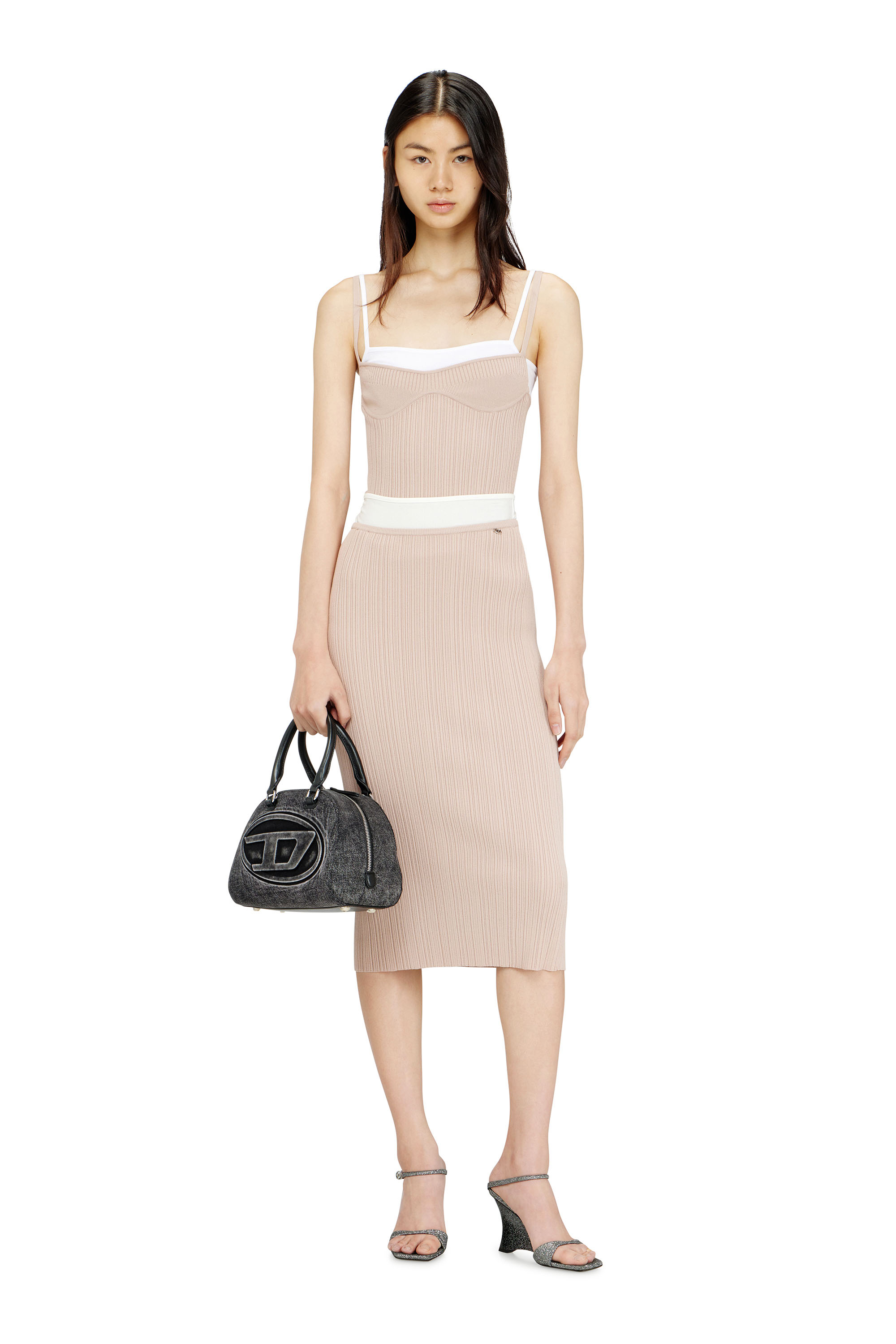 Diesel - M-ZINIA, Falda de punto acanalado con cinturilla en contraste Mujer in ToBeDefined - 2