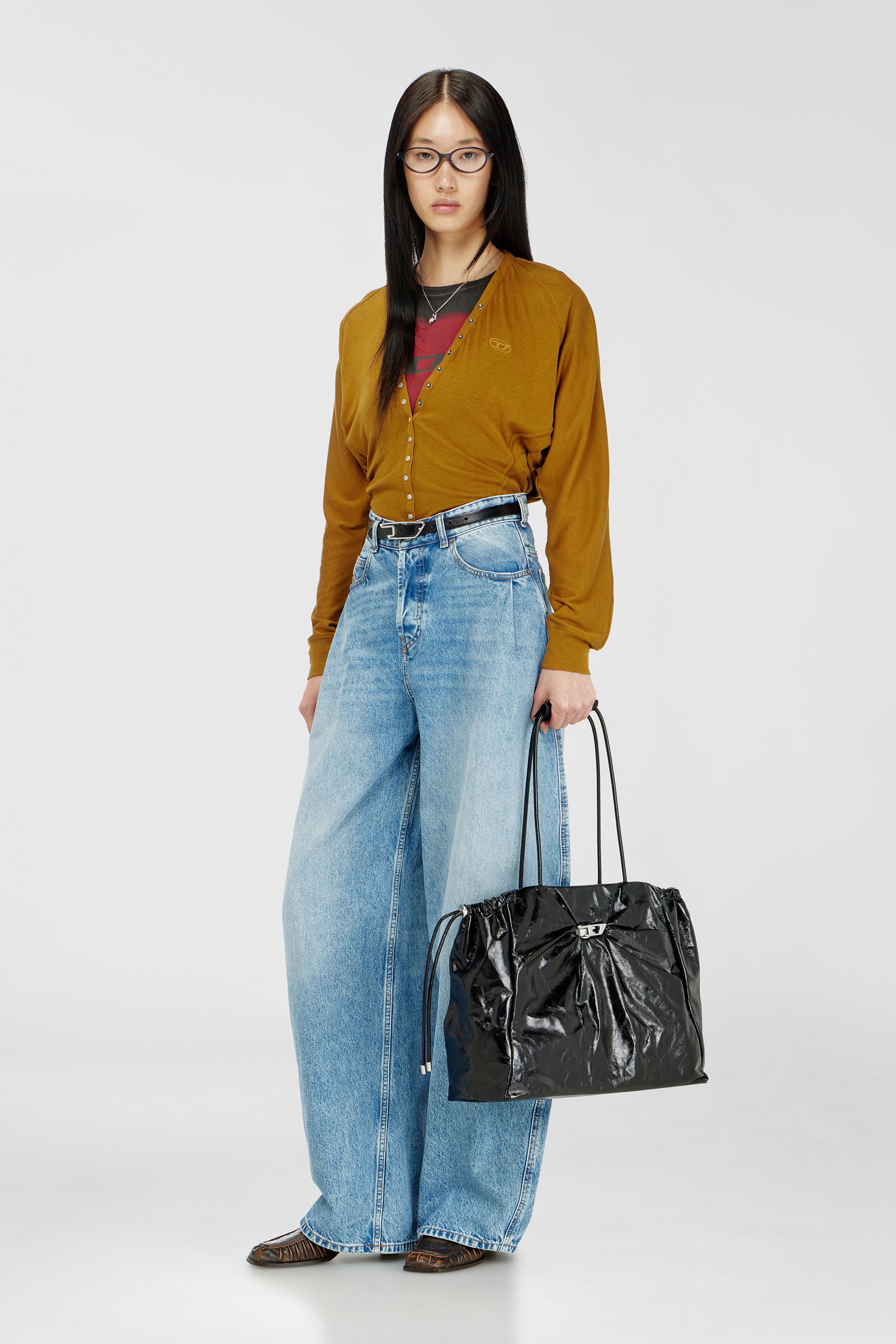 Scrunch-D - Bolso tote de piel brillante arrugada
