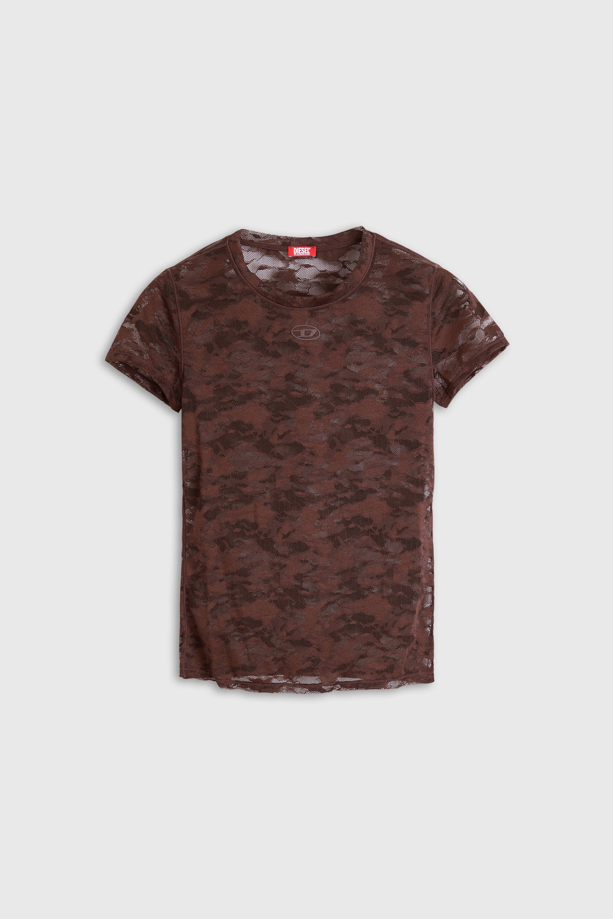 Diesel - KASIA-UTLT, Camiseta de encaje camuflado Mujer in Marr&oacute;n - 2