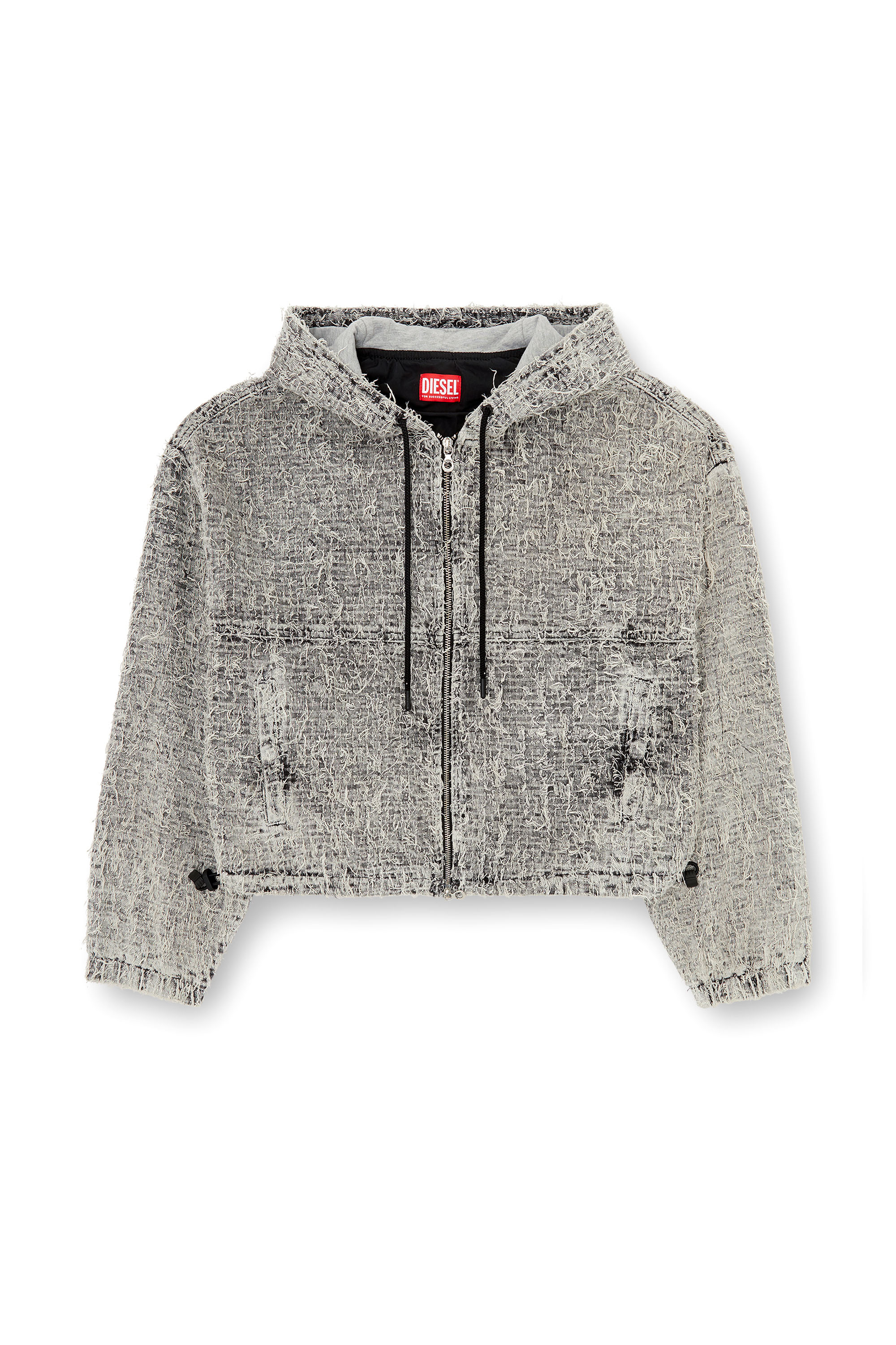 Diesel - DE-FLOW-S1, Chaqueta con capucha en denim boucl&eacute; Mujer in Gris - 2
