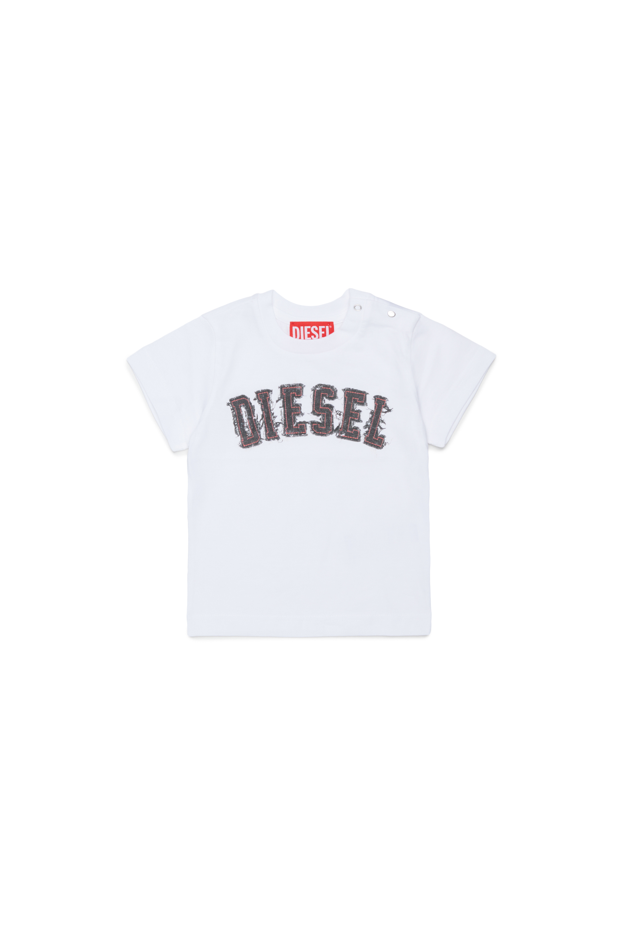Diesel - TEANSB, Camiseta de algod&oacute;n con logo efecto deshilachado Hombre in Blanco - 1