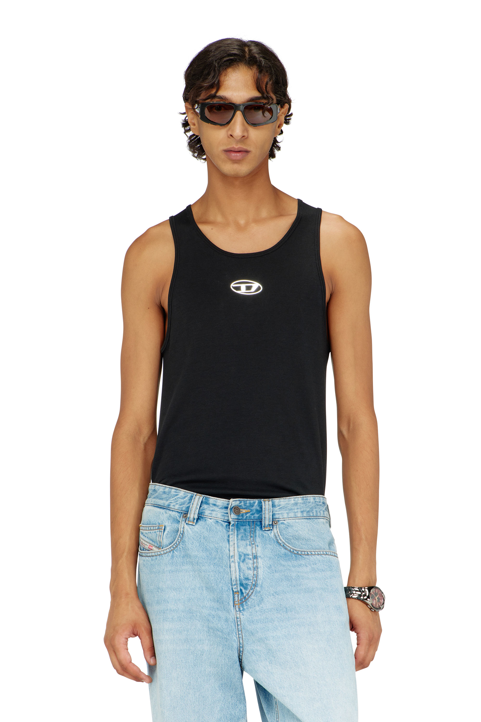 Diesel - T-LIFTY-IOD, Camiseta de tirantes de algod&oacute;n con logo Hombre in Negro - 1