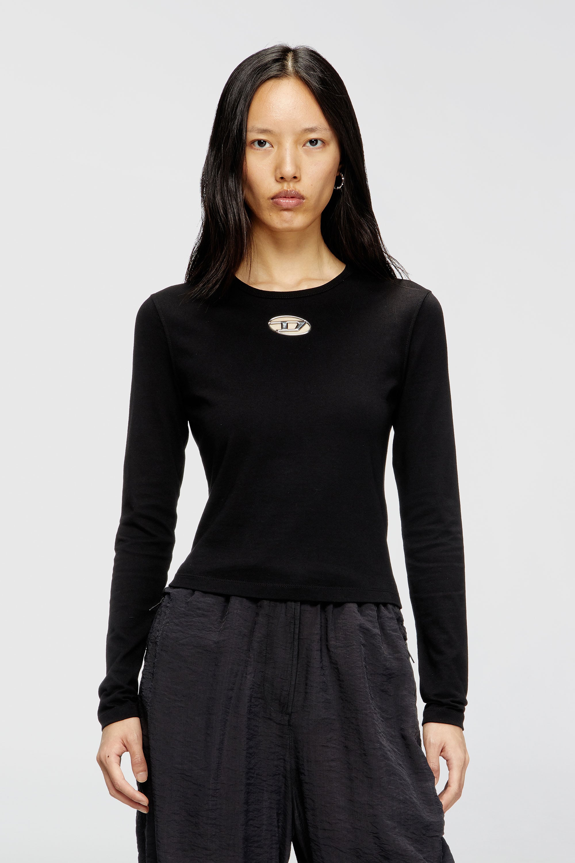 Diesel - T-UNCUTIE-LONG-LS-OD, Top de manga larga con recorte Oval D Mujer in Negro - 1