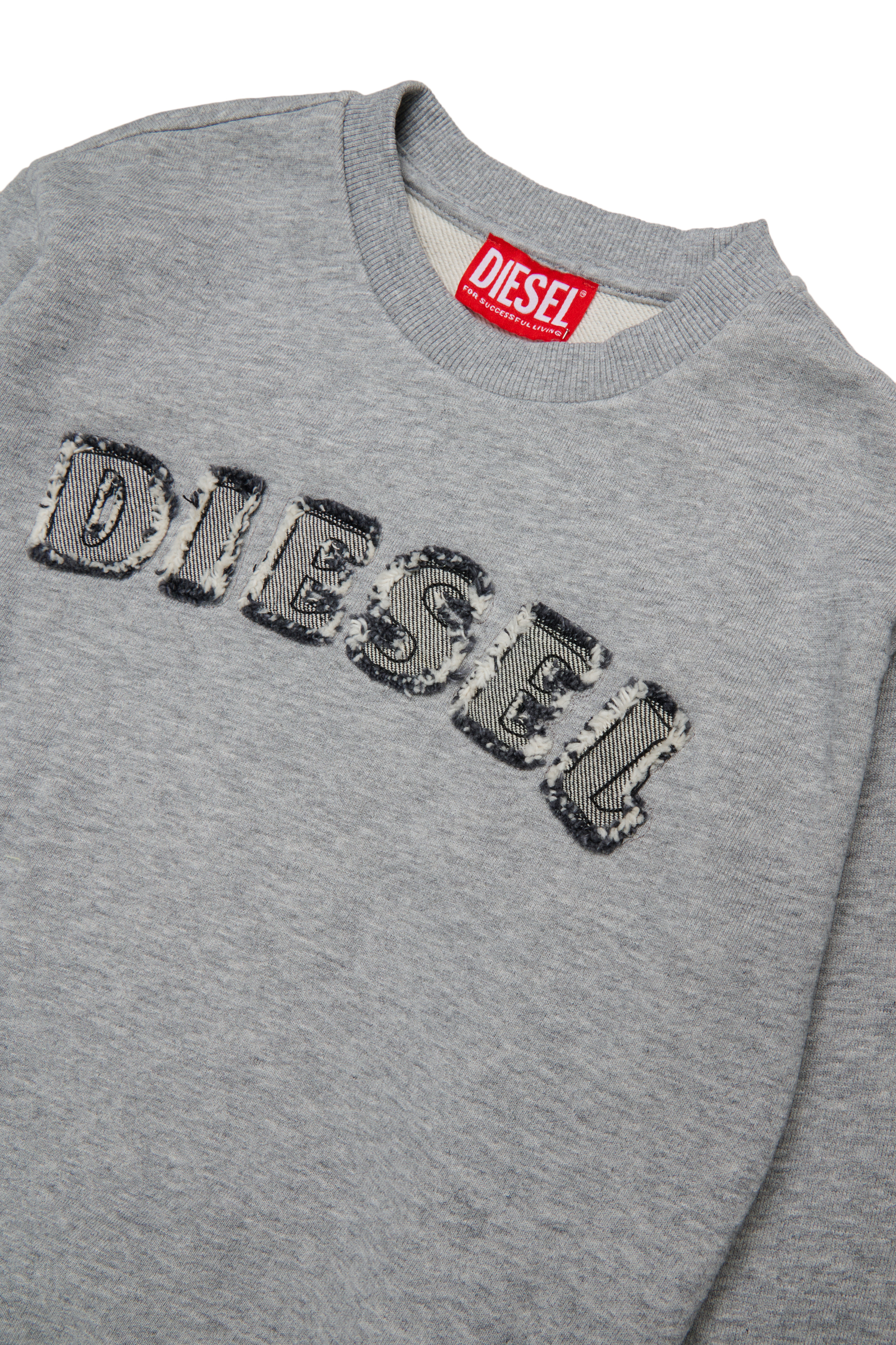 Diesel - SJEANS OVER, Sudadera con letras del logo deshilachadas Hombre in Gris - 3