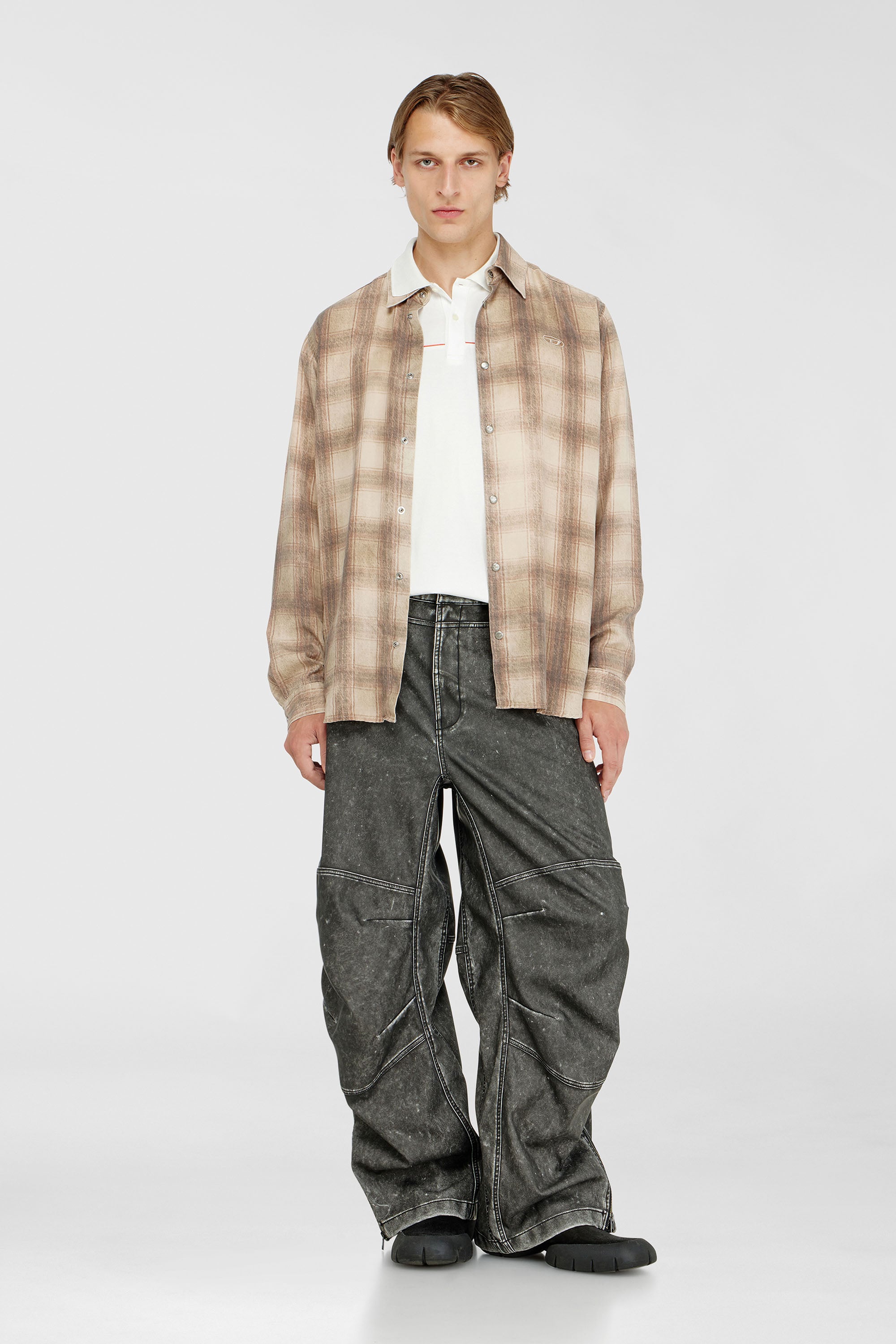 Diesel - T-REJUST-PIPING, Polo con ribetes en contraste Hombre in Blanco - 1