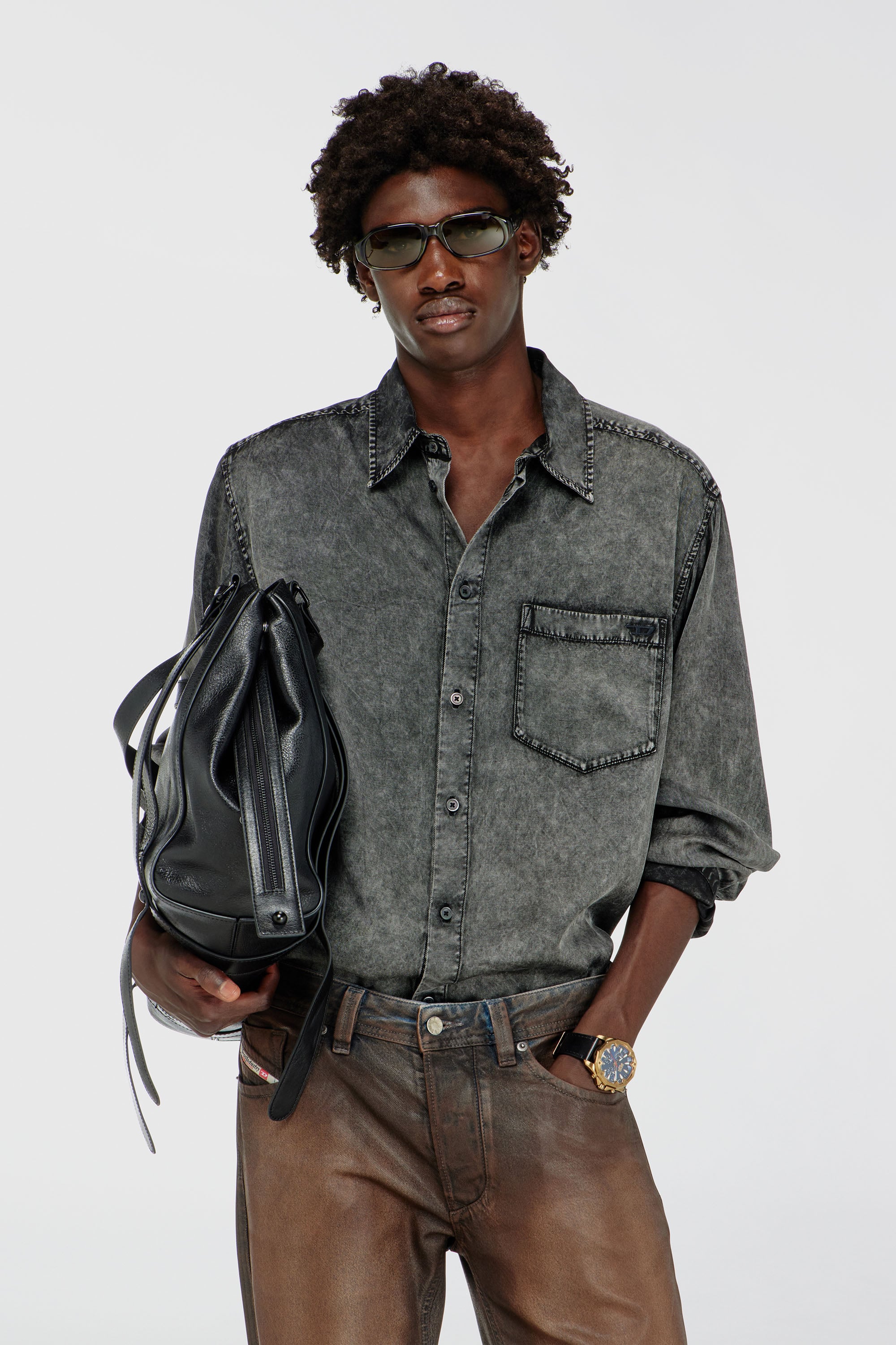 Diesel - S-SIMPLY-NIBC, Camisa fluida de viscosa efecto denim Hombre in ToBeDefined - 1